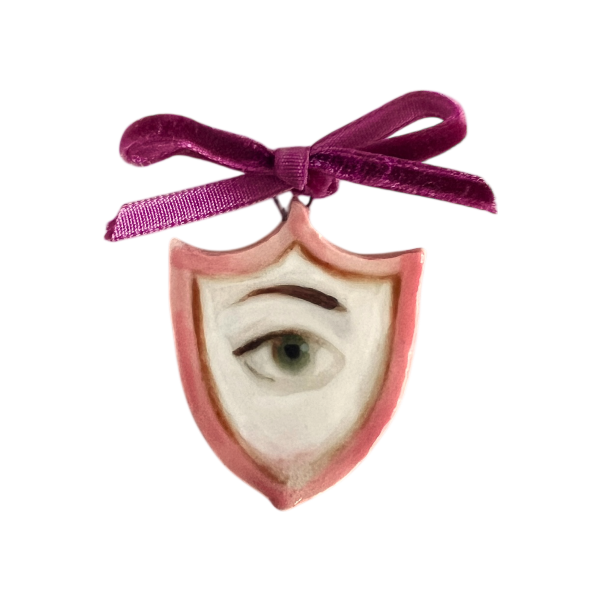 No. 116 Lover's Eye Charm with 10k Gold Chain - Pink Shield