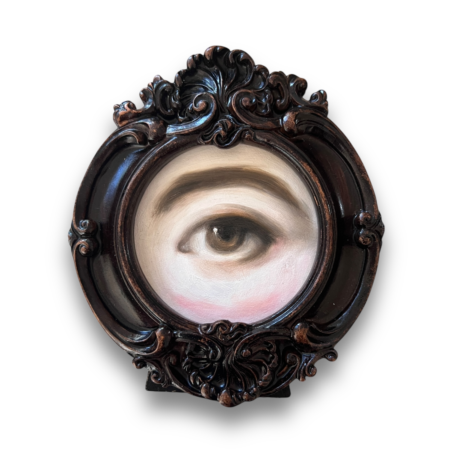 No. 2980 Lover's Eye Painting in an Ornate Brown Frame