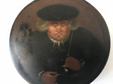 c. 1790-1800 French Papier Maché Snuff Box with a Priest Smoking a Pipe