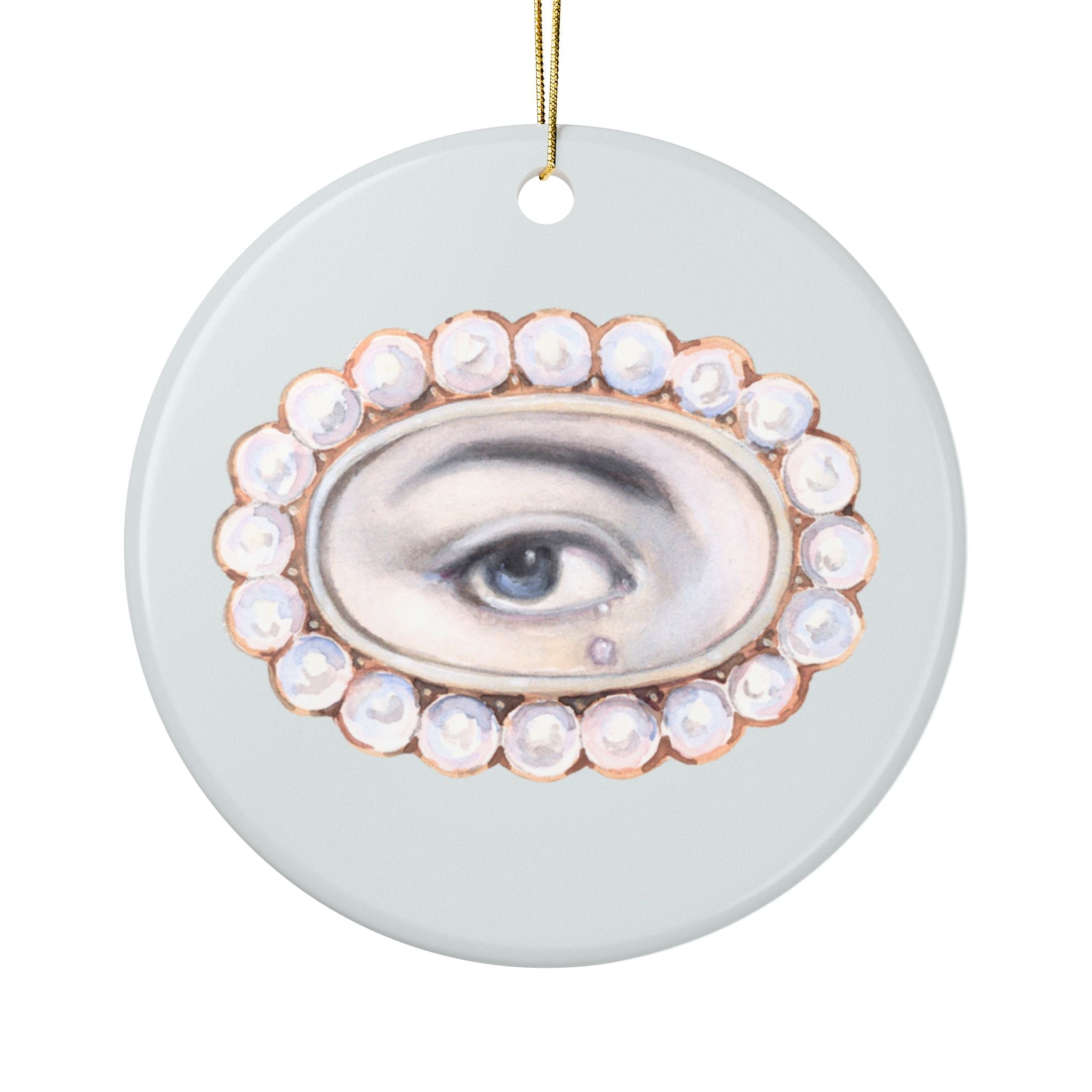 No. 6 Lover's Eye Ceramic Christmas Ornament - Pale Blue