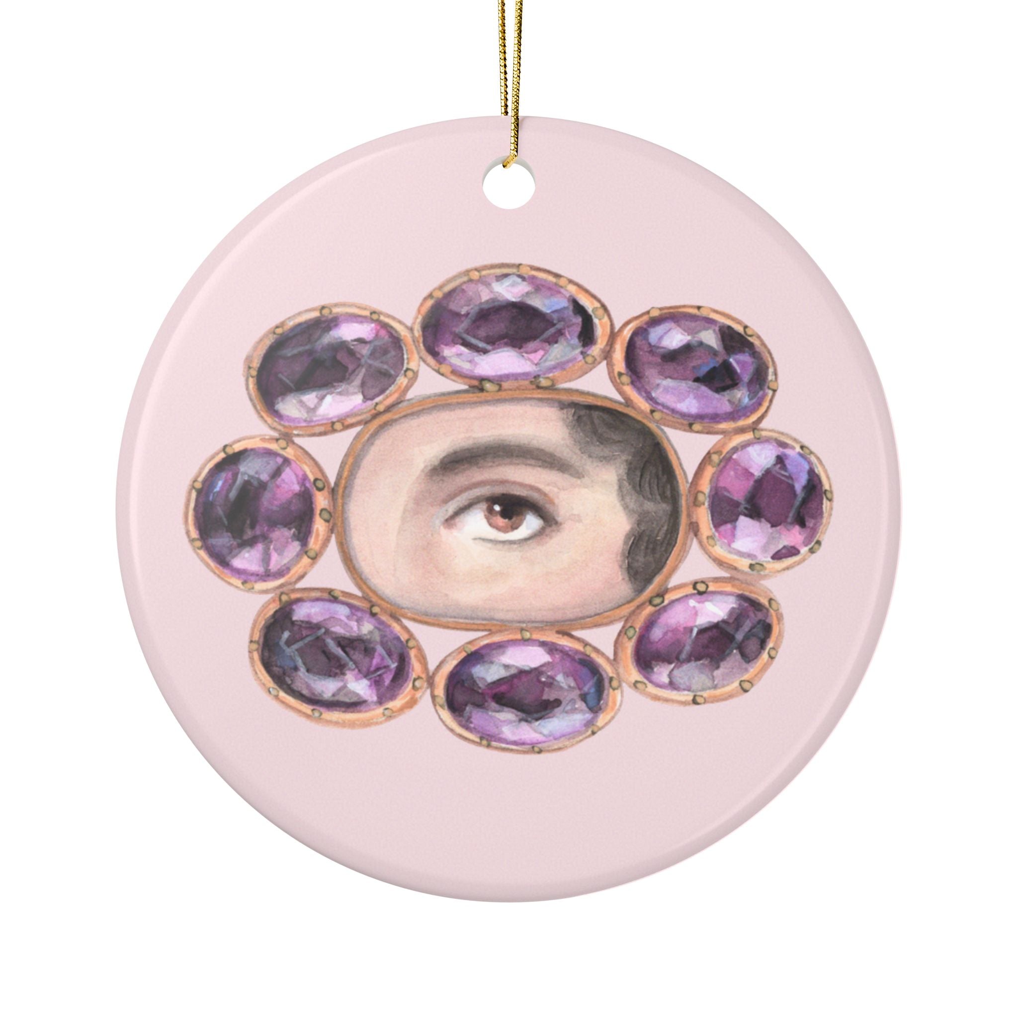 No. 4 Lover's Eye Ceramic Christmas Ornament - Pale Pink