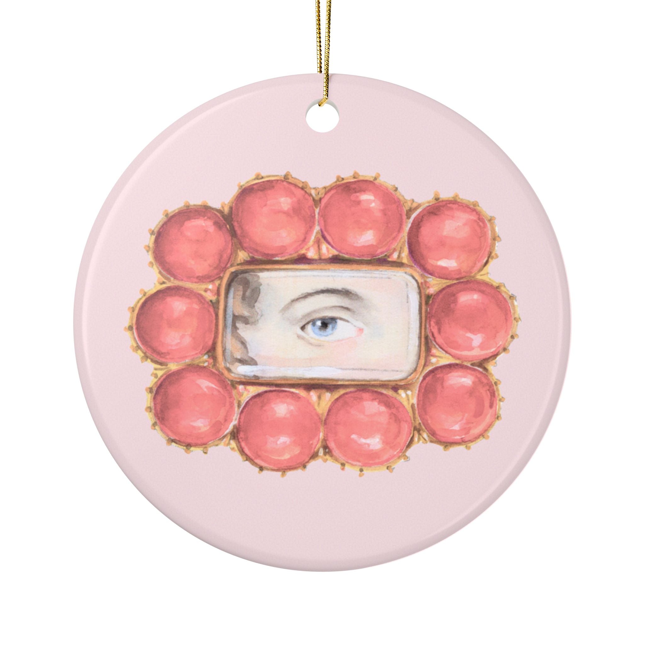 No. 16 Lover's Eye Ceramic Christmas Ornament - Pale Pink