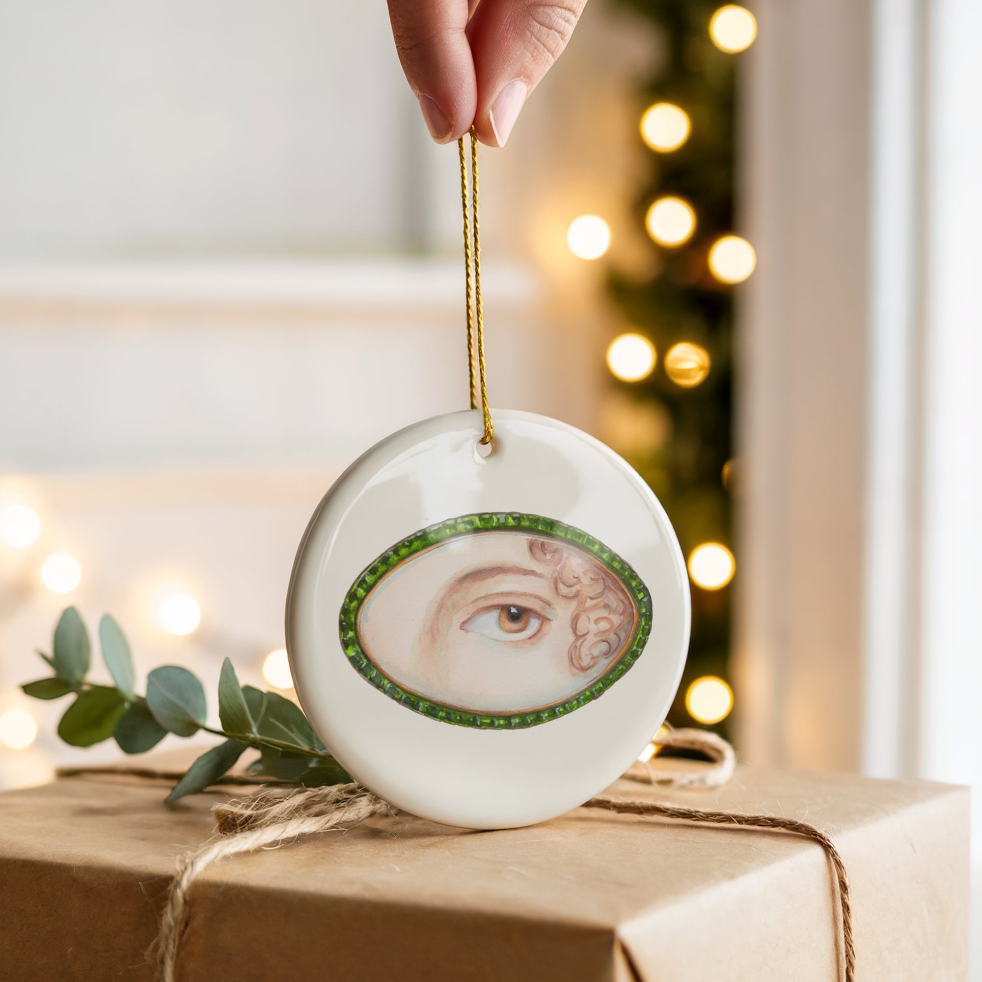 No. 12 Lover's Eye Ceramic Christmas Ornament - Cream