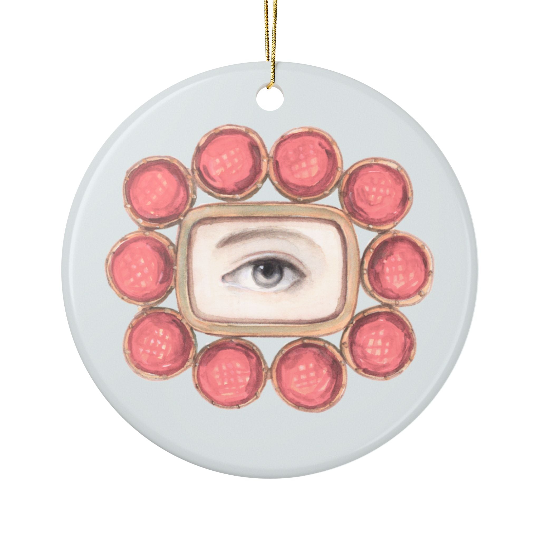 No. 3 Lover's Eye Ceramic Christmas Ornament - Pale Blue
