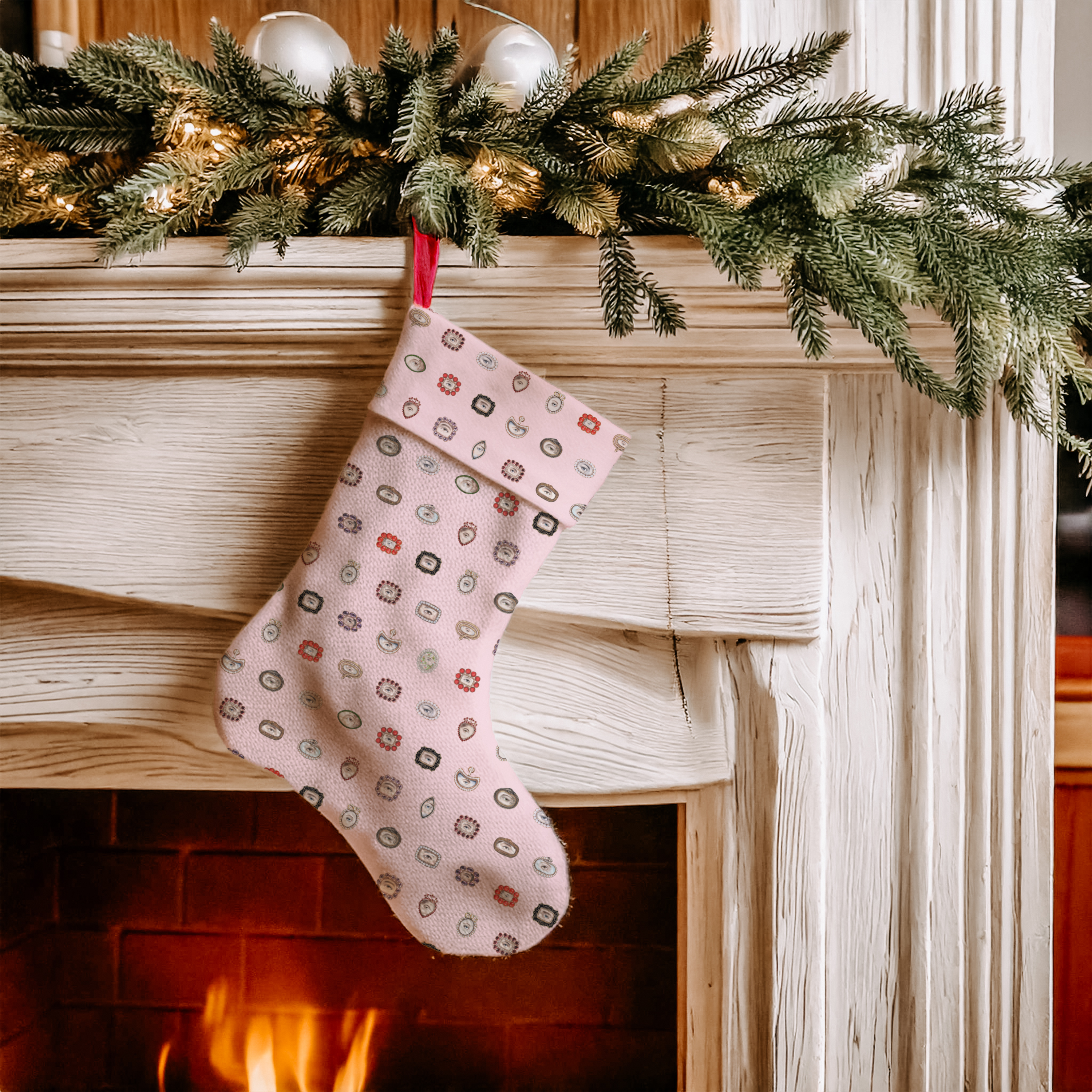 Lover's Eye Linen Christmas Stocking (Petal Pink)