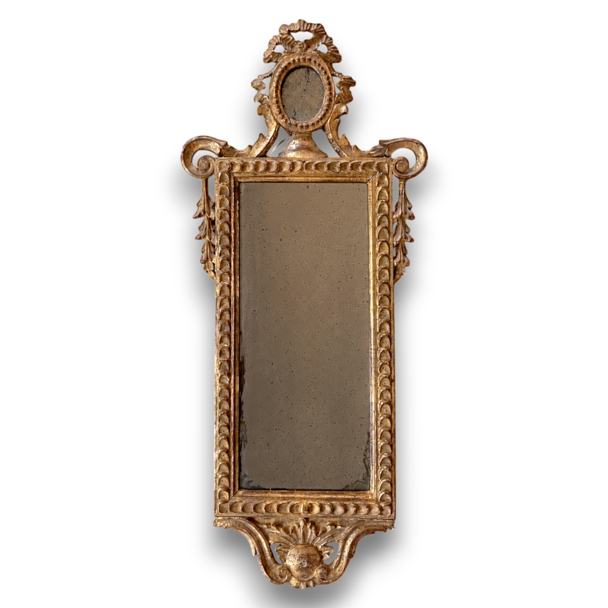 Pair of Custom Lover's Eye Paintings in Late 18th-Century Northern Italian Giltwood Mirrors