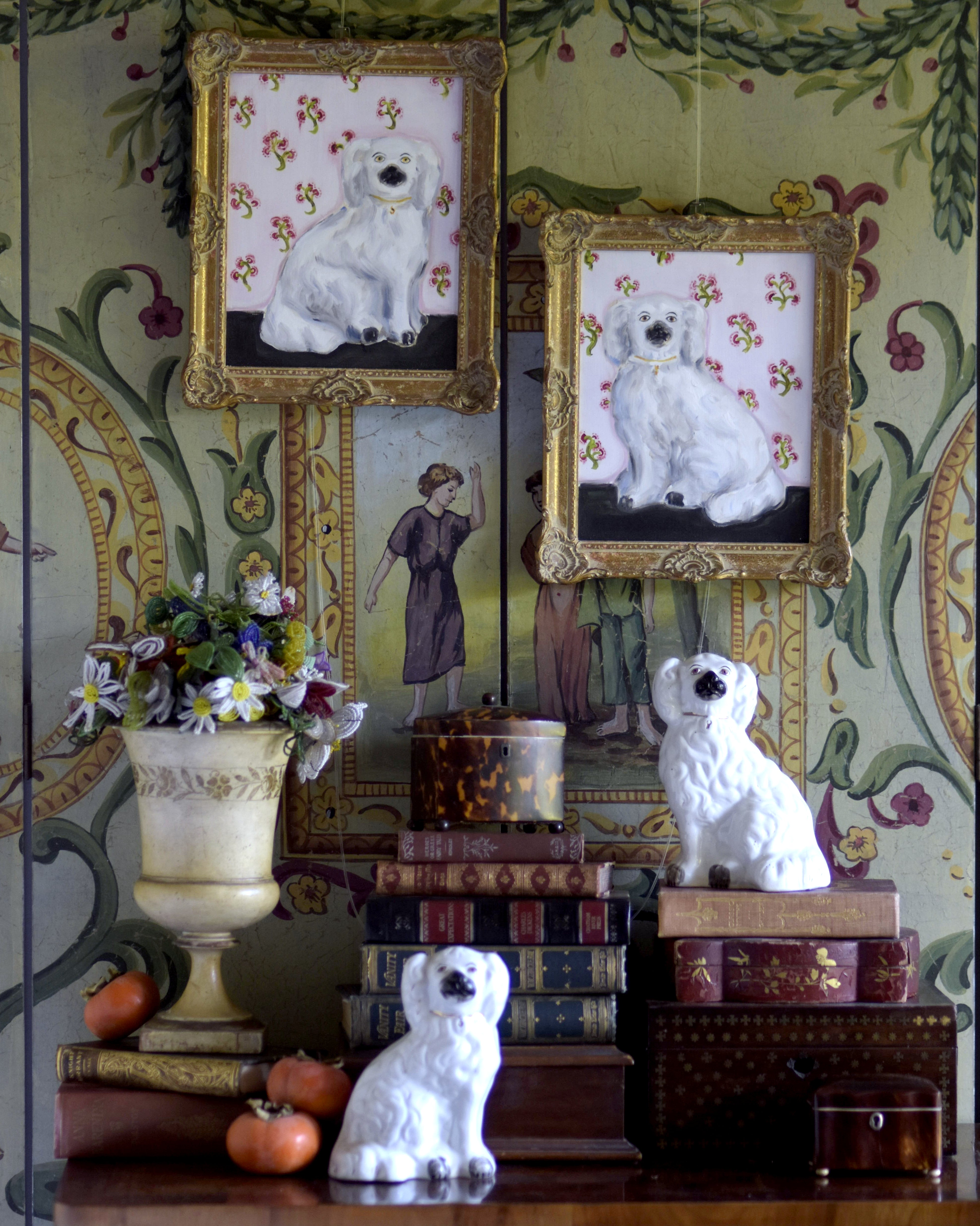 No. 1034 Chloe & Charles the White Staffordshire Dogs and Their Portraits