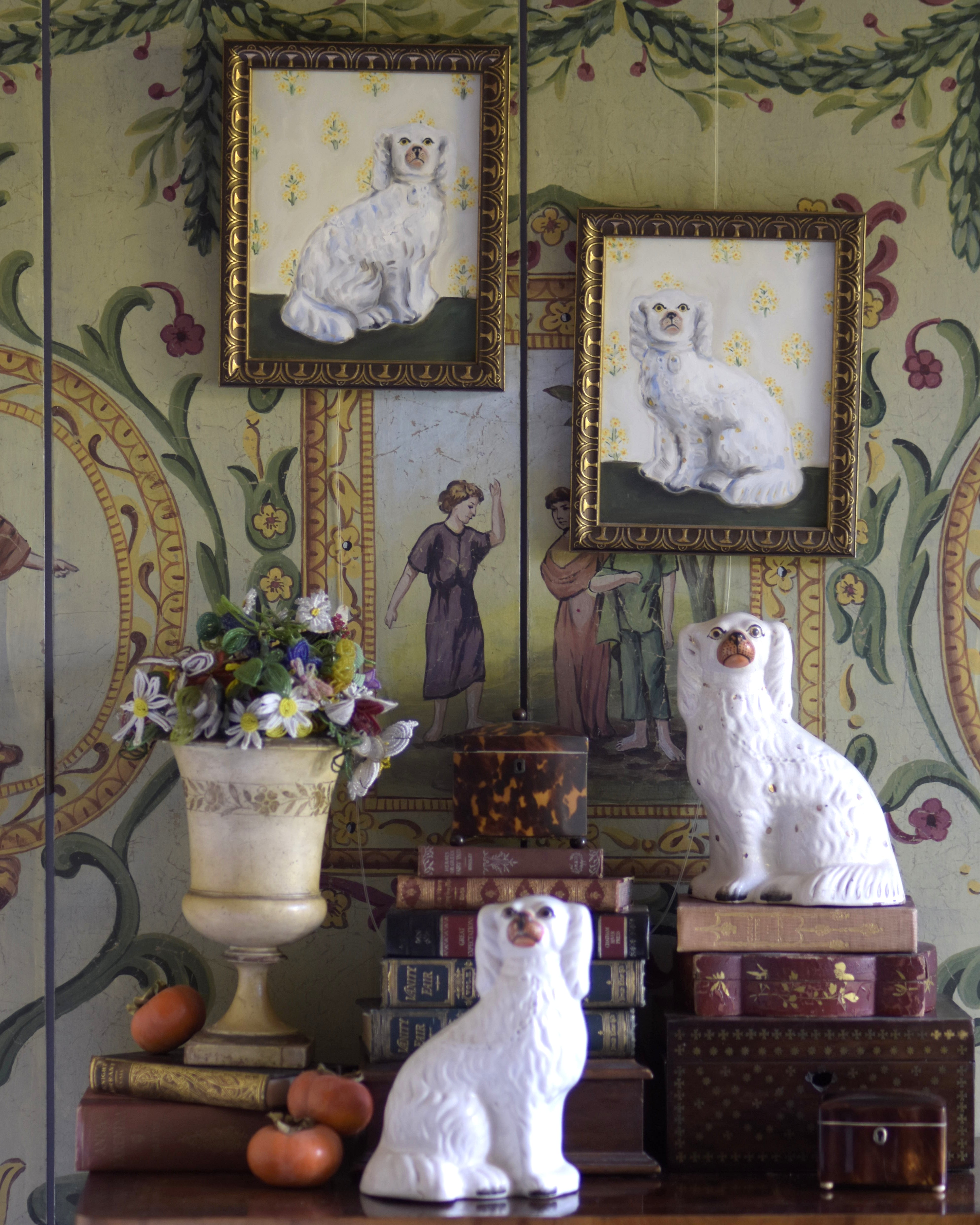 No. 1039 Percy & Primrose the White Staffordshire Dogs and Their Portraits