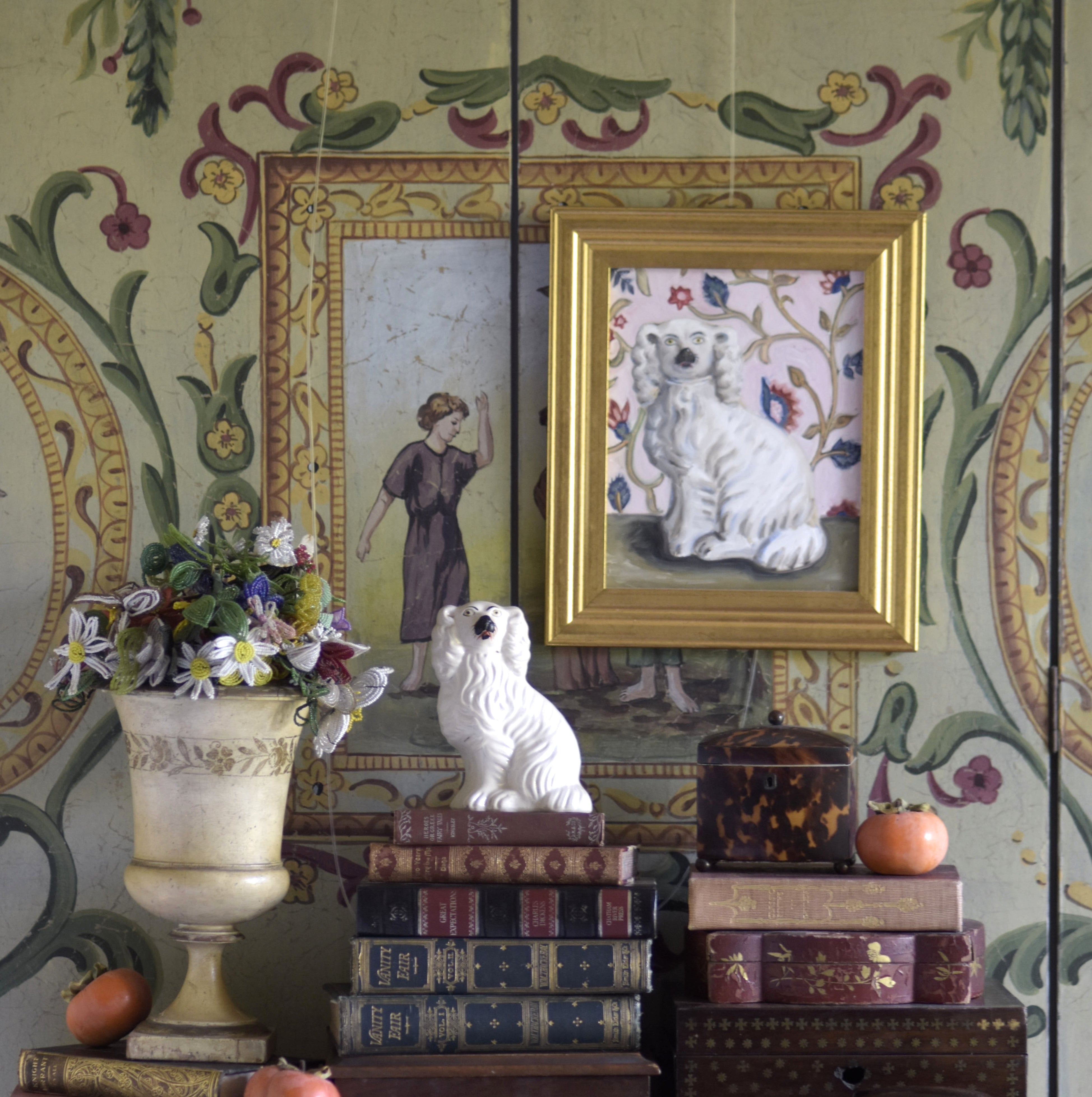 No. 1040 Barnabas the White Staffordshire Spaniel and His Portrait