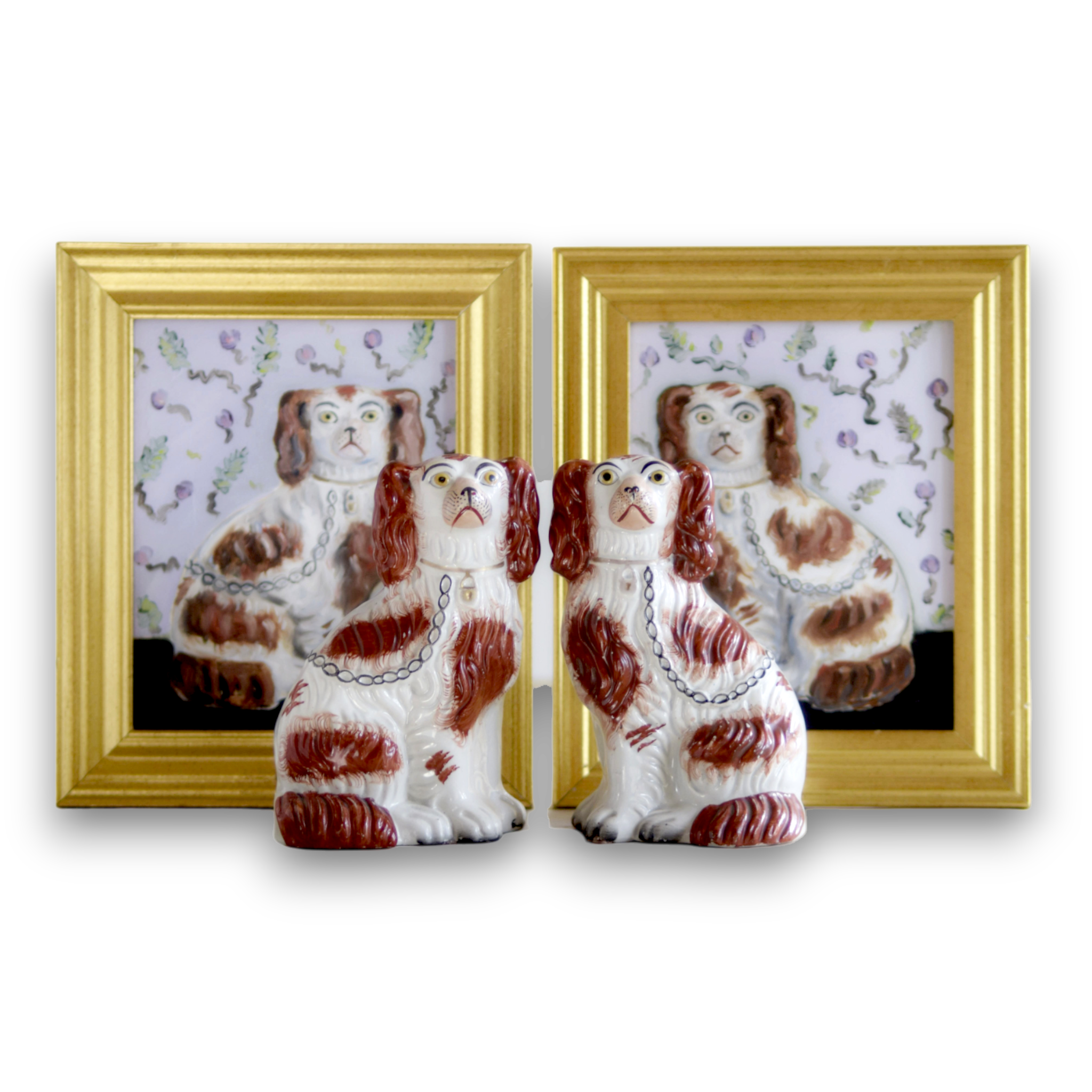 No. 1031 Crispin & Catherine the Red and White Staffordshire Spaniels & Their Portraits