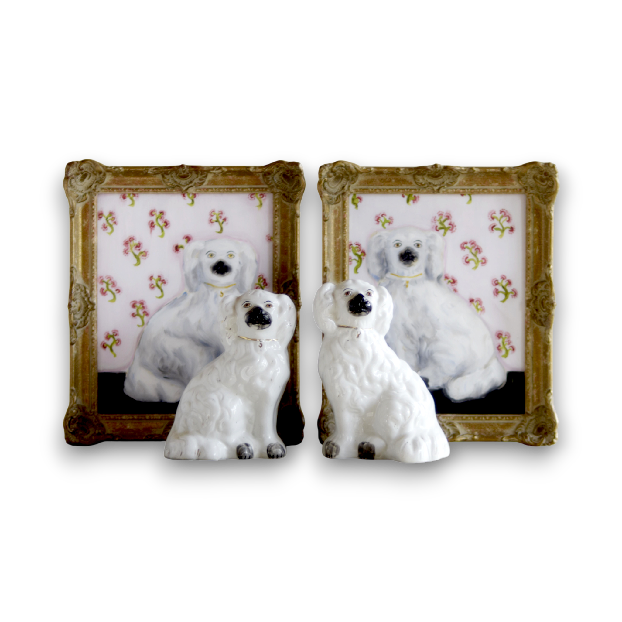 No. 1034 Chloe & Charles the White Staffordshire Dogs and Their Portraits