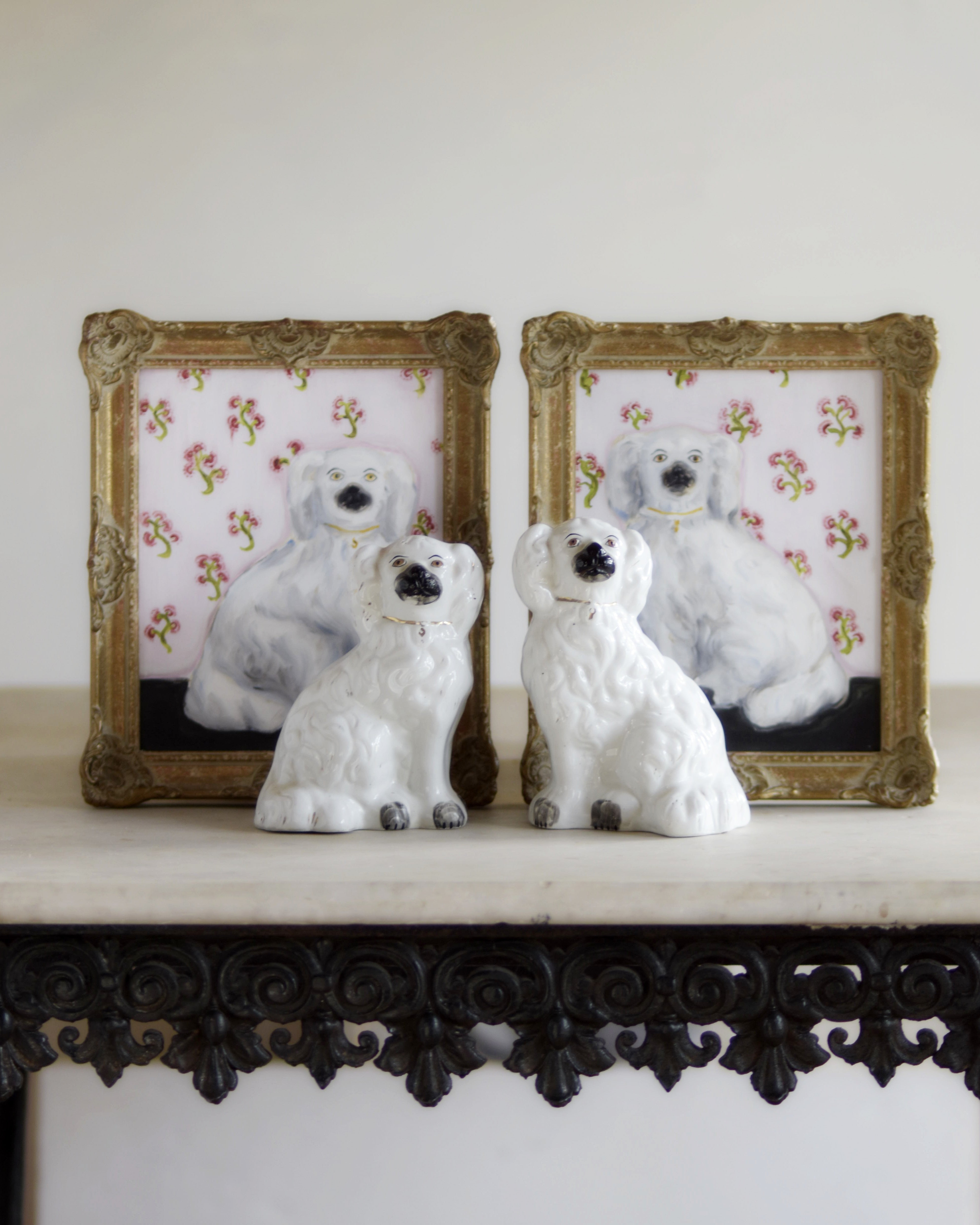 No. 1034 Chloe & Charles the White Staffordshire Dogs and Their Portraits