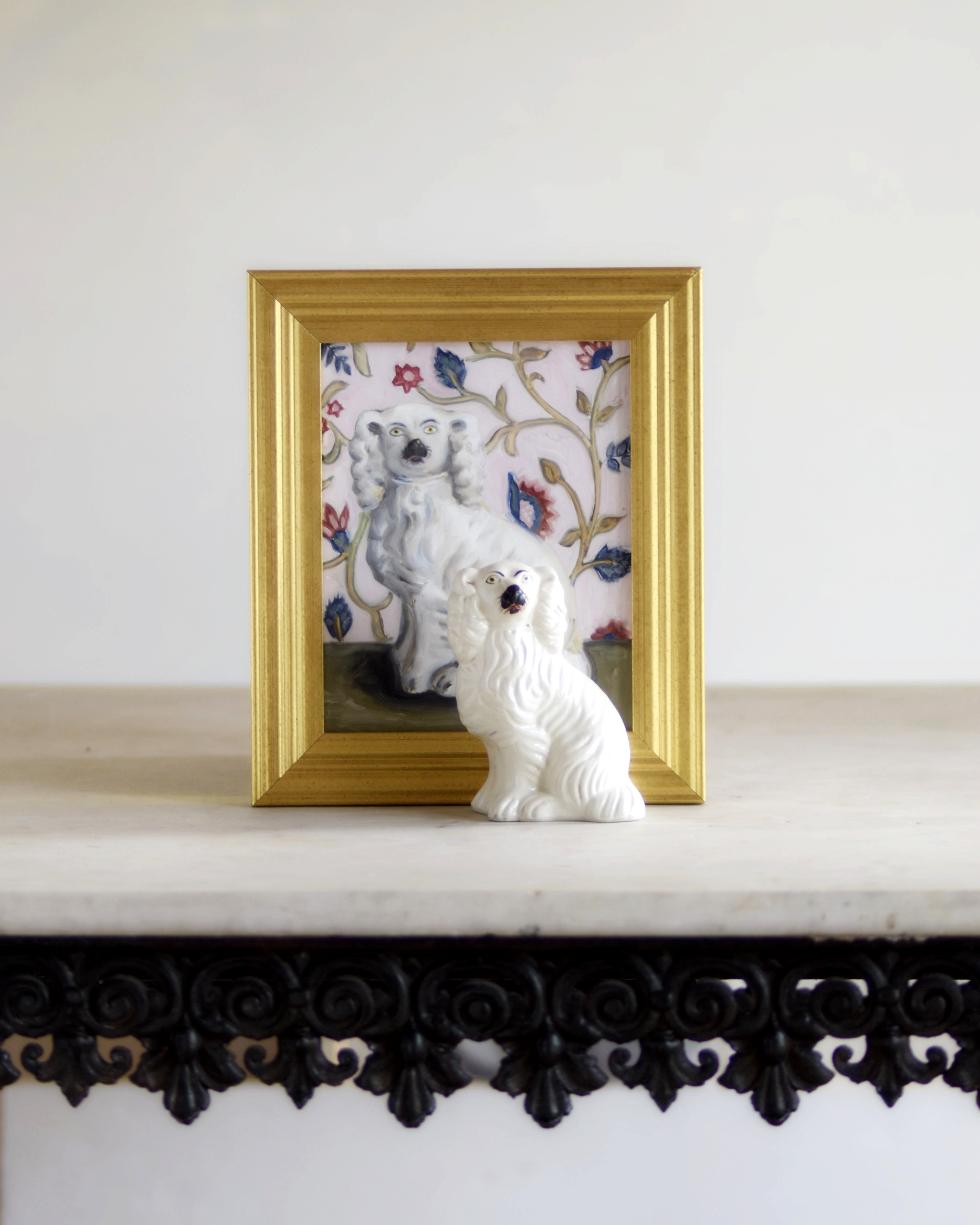 No. 1040 Barnabas the White Staffordshire Spaniel and His Portrait