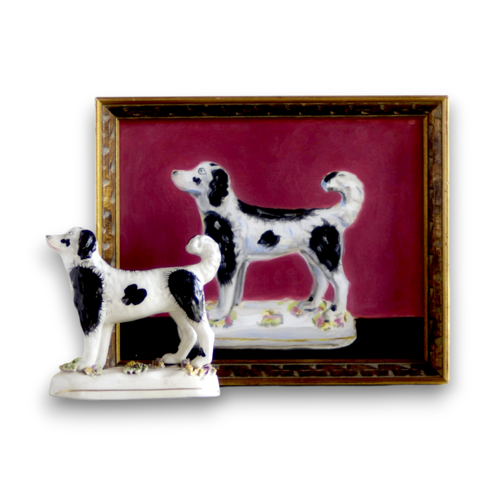 No. 1035 Morris the Black & White Staffordshire Water Spaniel Dog and His Portrait