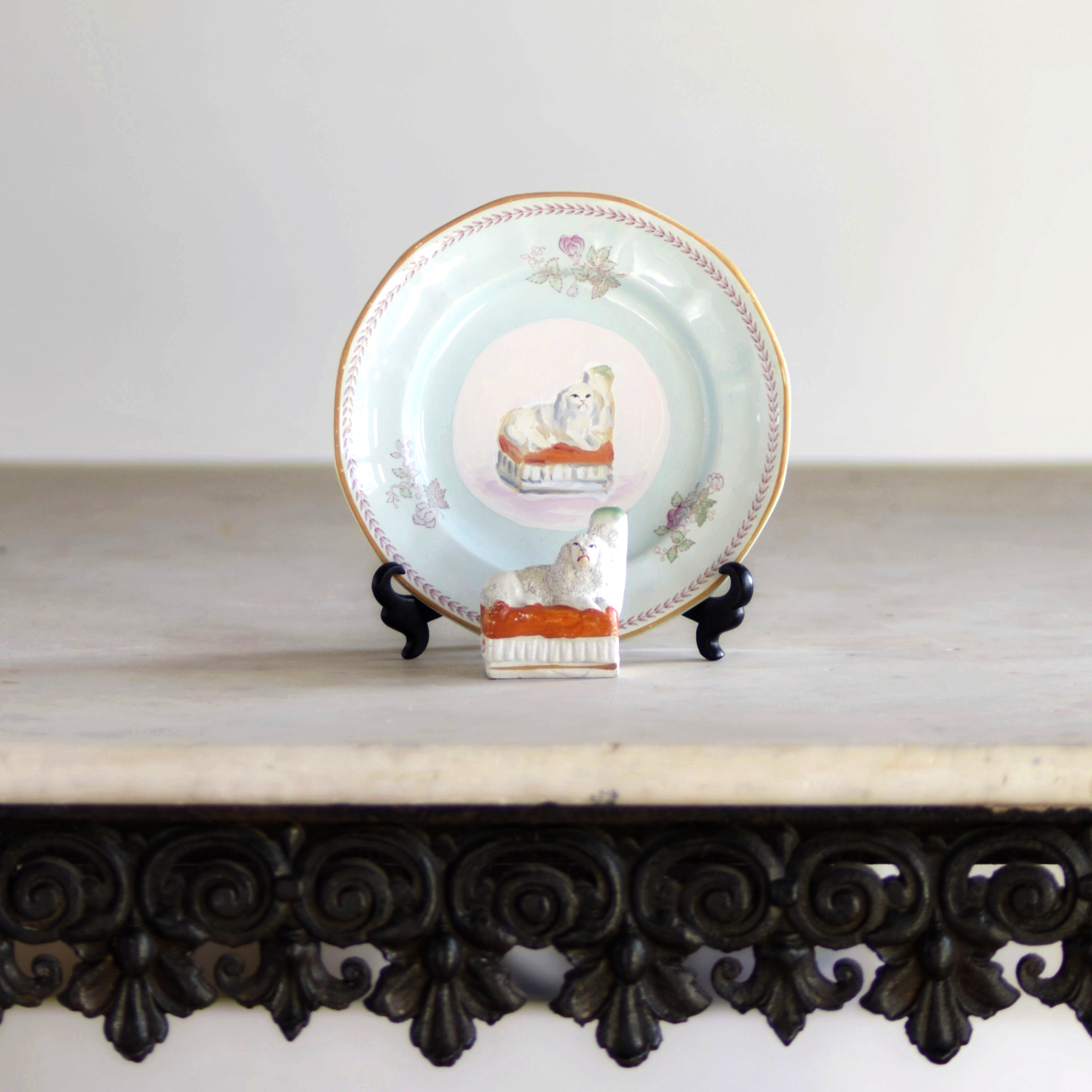 No. 1004 Fitz the Fairing Staffordshire Poodle and his Portrait