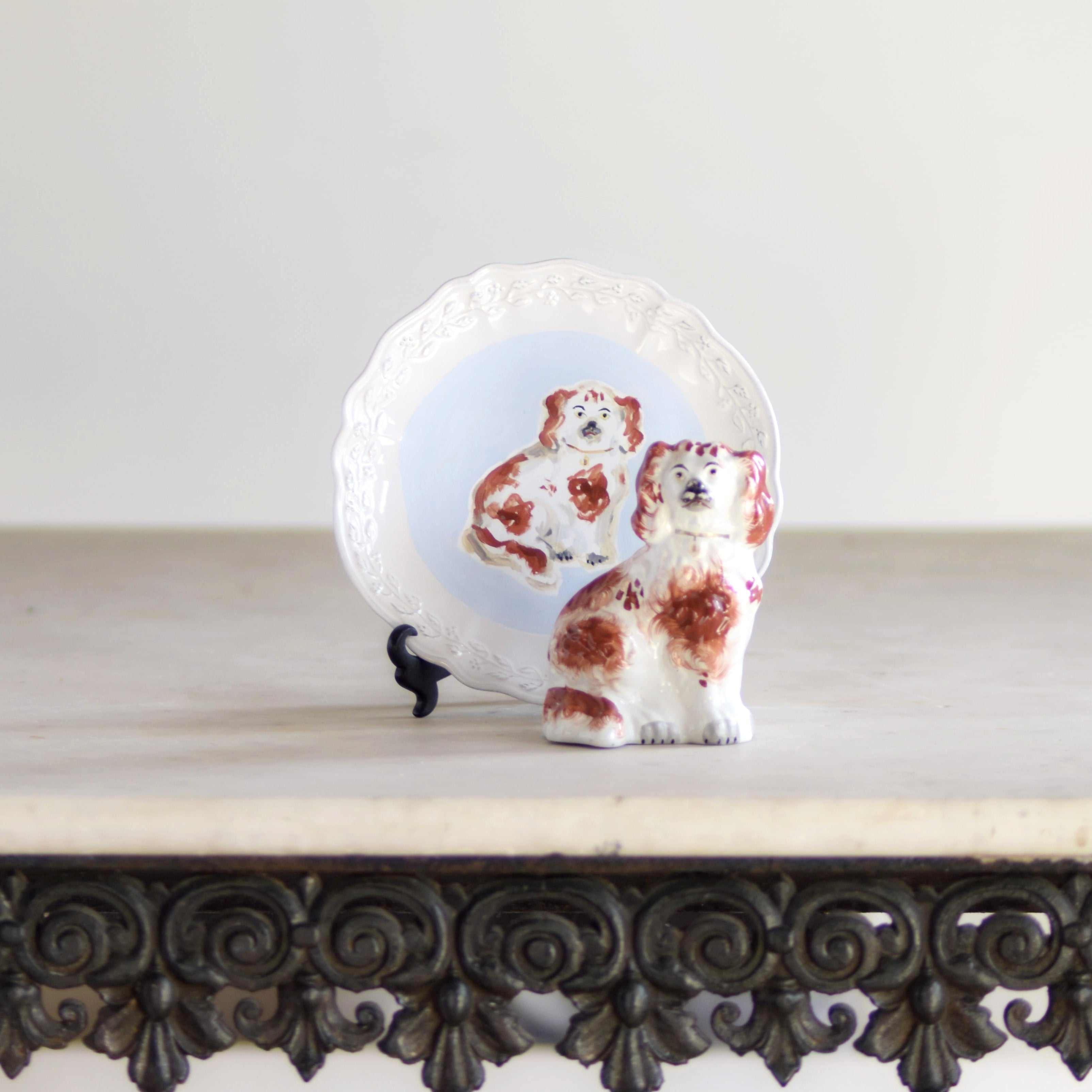 No. 1019 Thomas the Red & White Staffordshire Spaniel and His Portrait