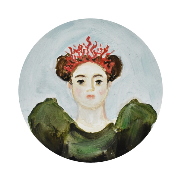 Storybook Portrait of Miranda & Her Crown of Coral Giclée Art Print (5"x5")