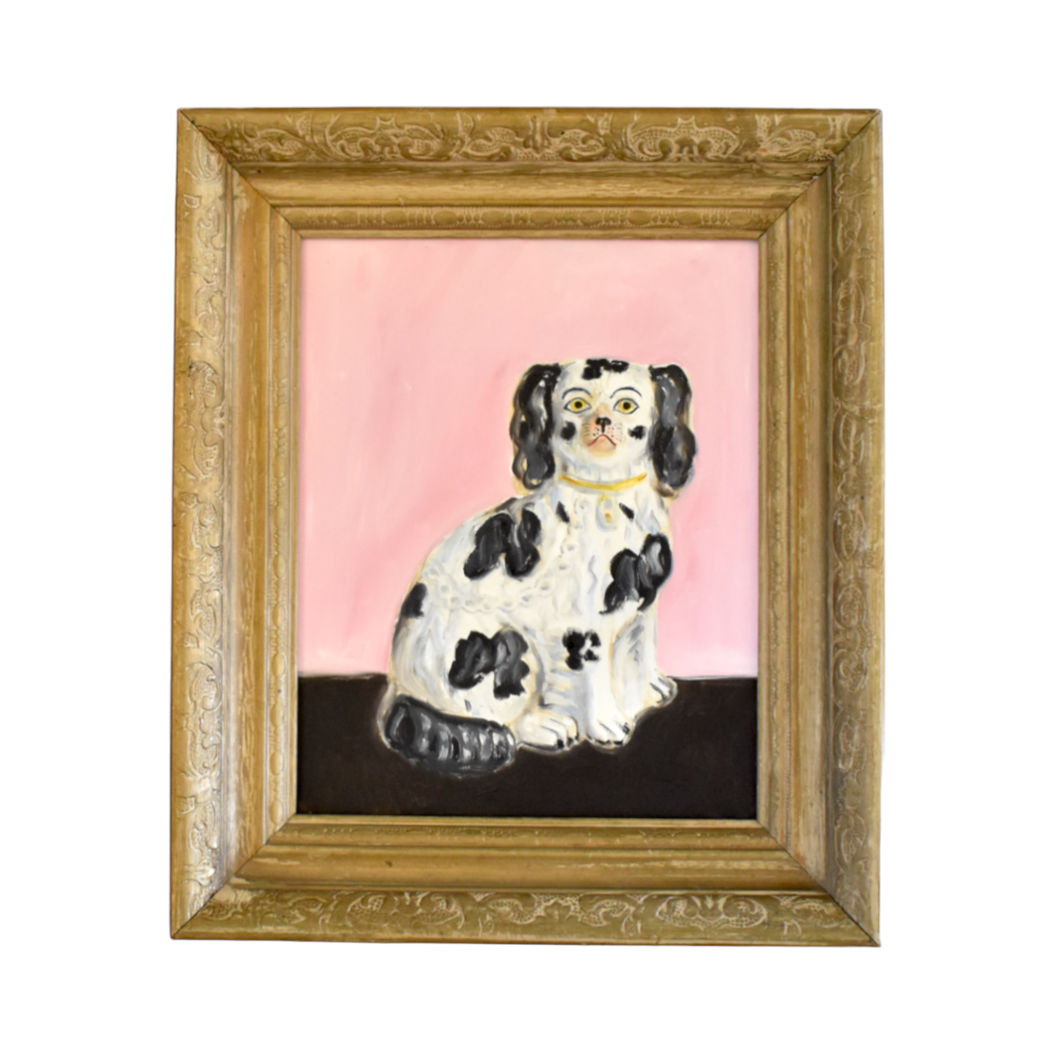 New! - Millicent the Black & White Staffordshire Spaniel and Her Portrait