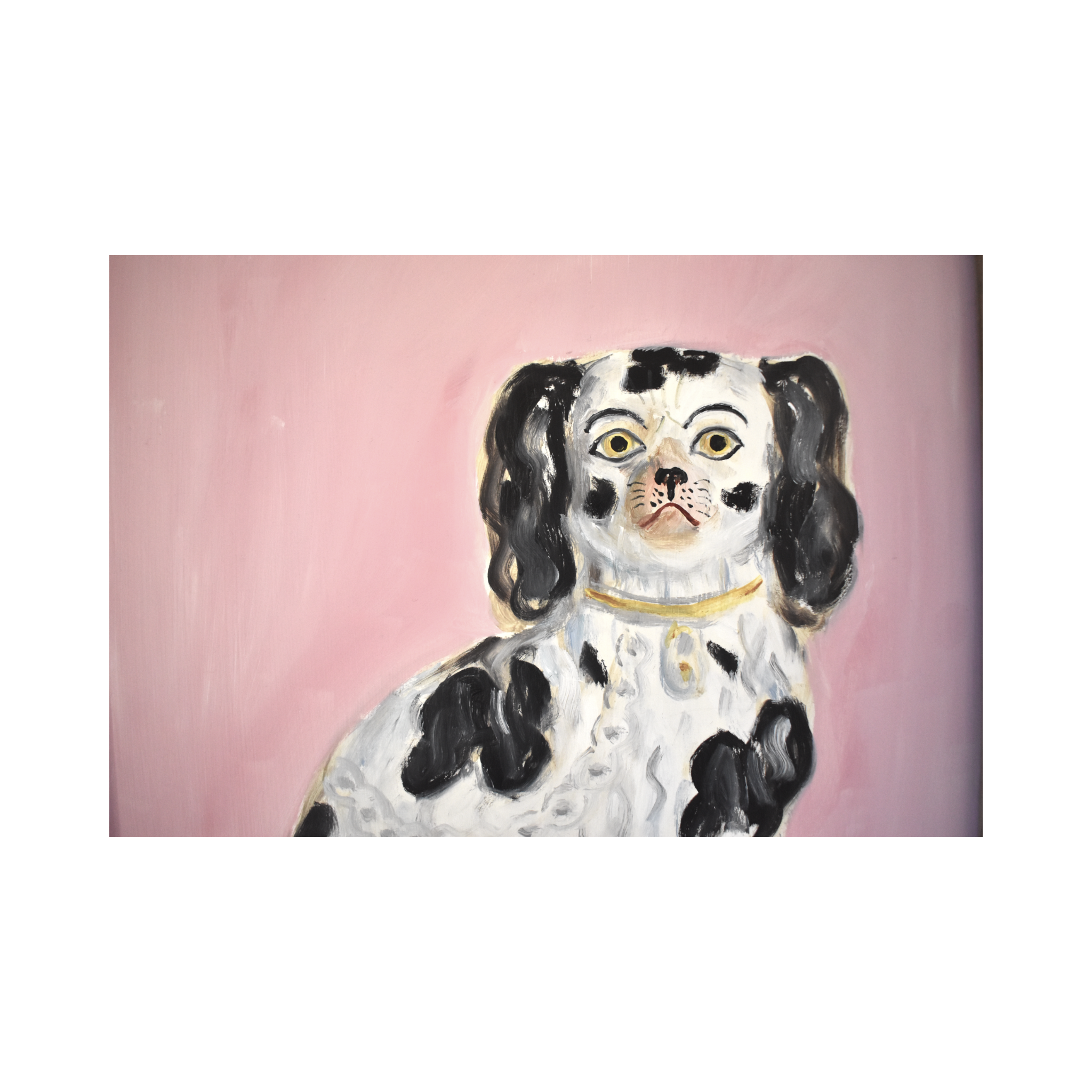 New! - Millicent the Black & White Staffordshire Spaniel and Her Portrait