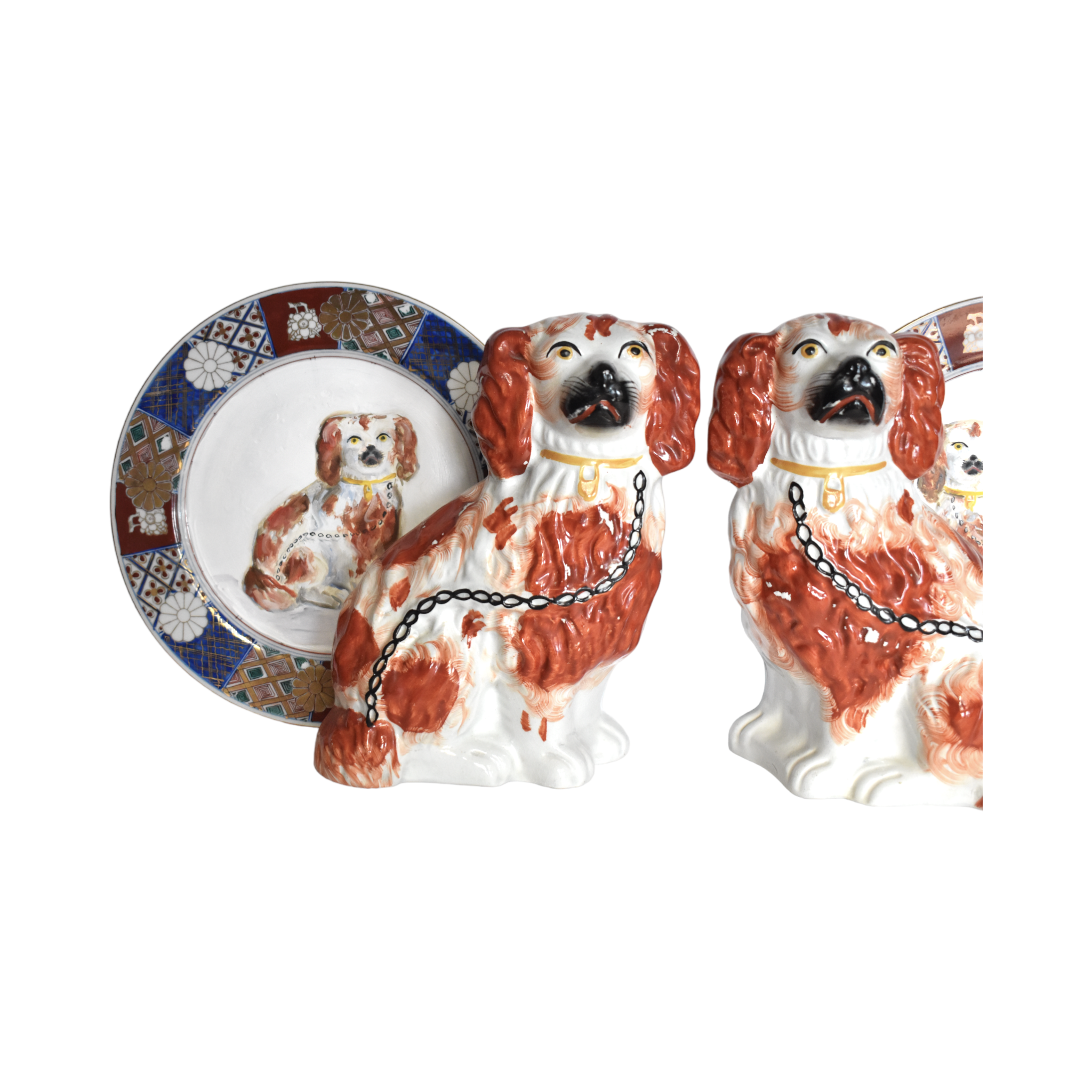 No. 1027 Elizabeth & Edward the Red and White Staffordshire Spaniels and Their Portraits