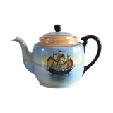 Vintage Peach Luster Japanese Teapot with Ship