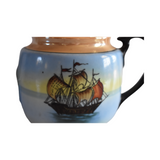 Vintage Peach Luster Japanese Teapot with Ship