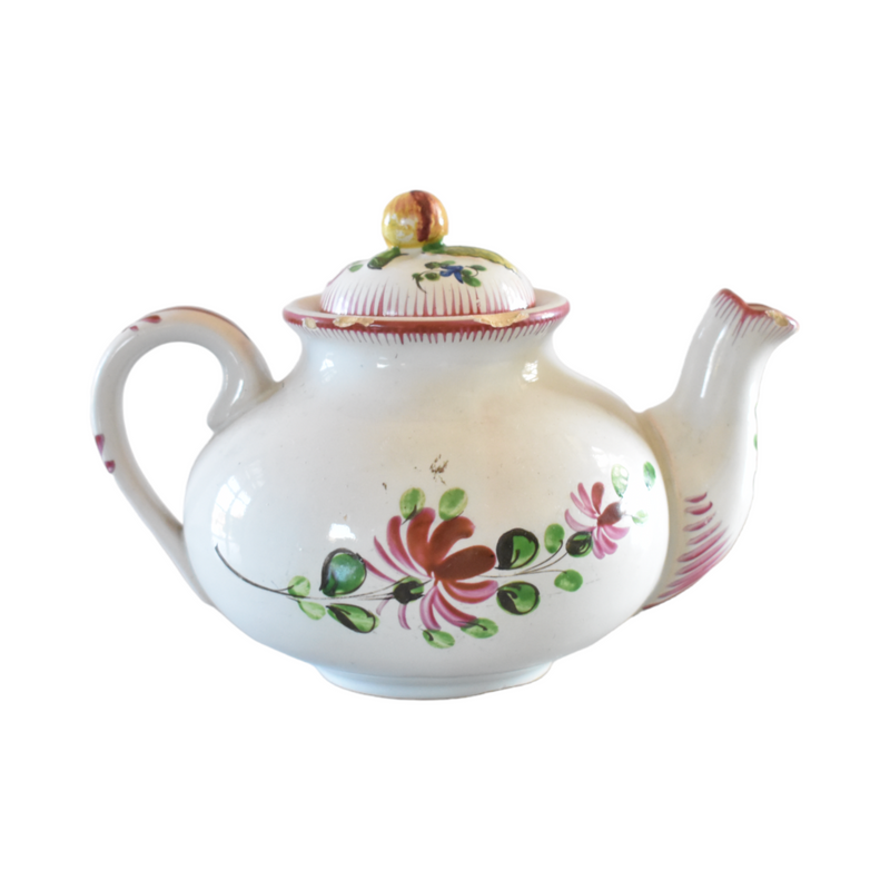 Antique French Faience St. Clements Luneville Teapot