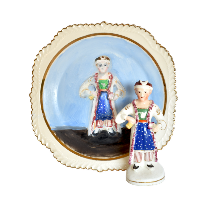 New! - Staffordshire Gentleman in Costume à la Turque and his Portrait