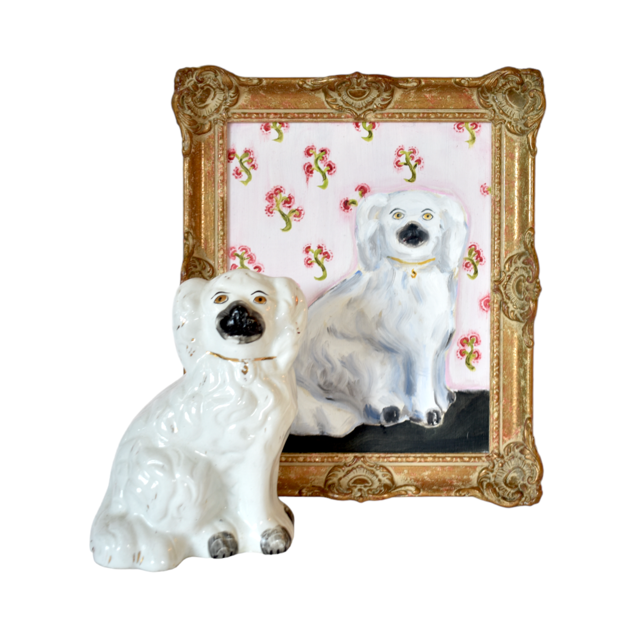 No. 1034 Chloe & Charles the White Staffordshire Dogs and Their Portraits