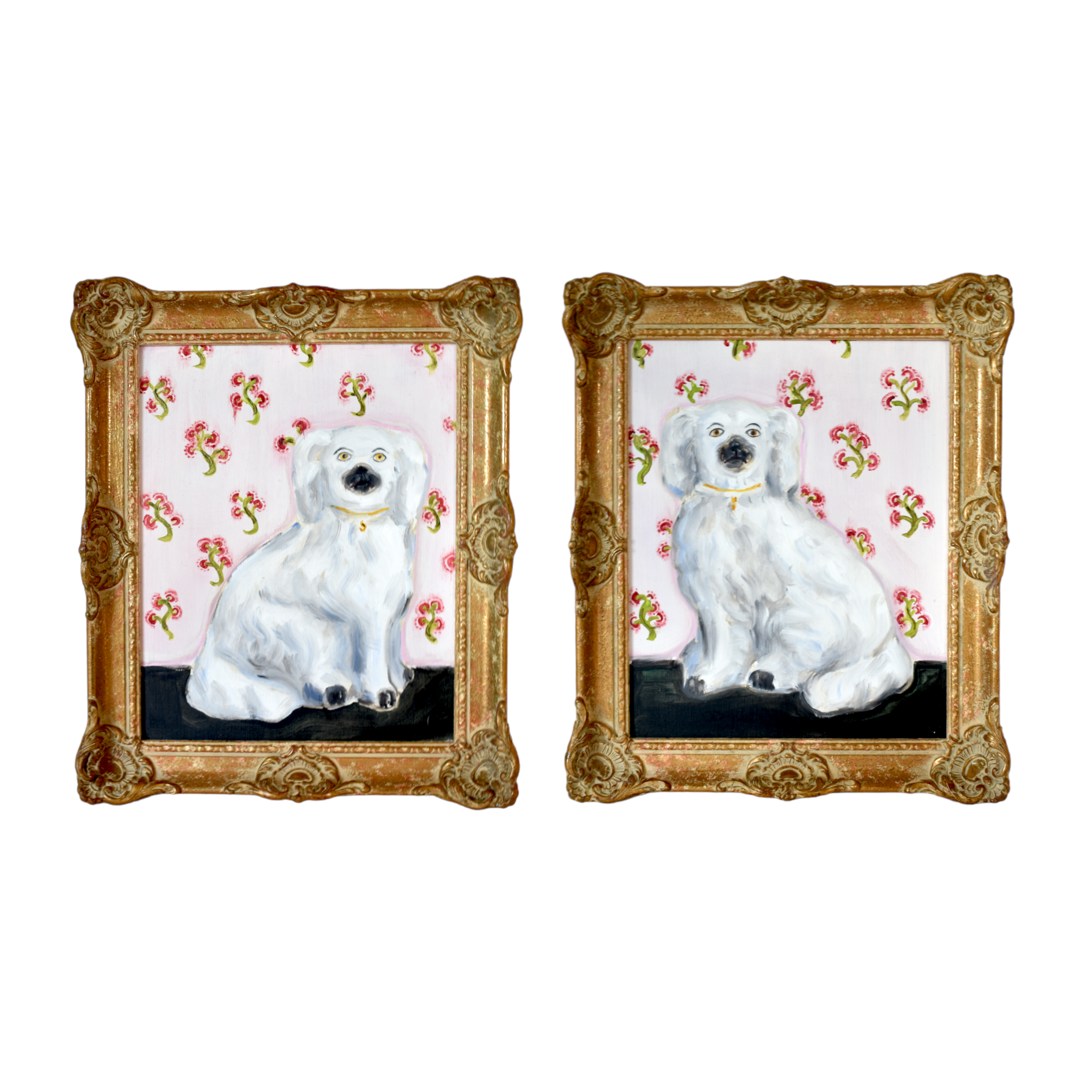 Chloe & Charles the White Staffordshire Dogs Portraits