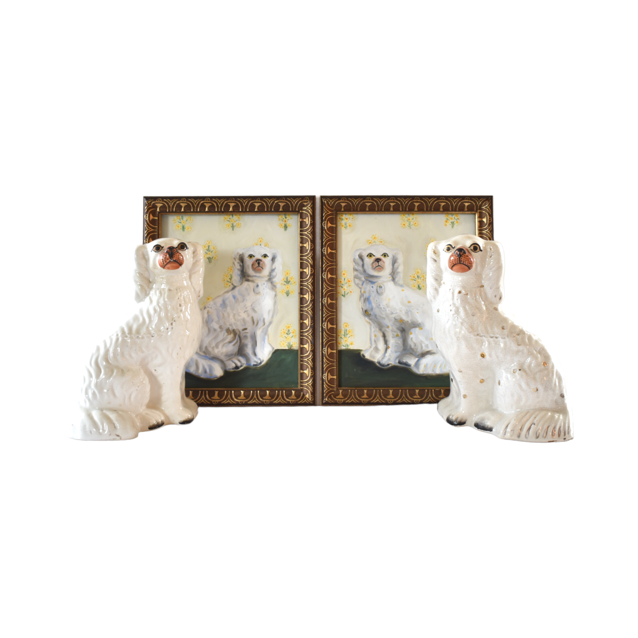 No. 1039 Percy & Primrose the White Staffordshire Dogs and Their Portraits