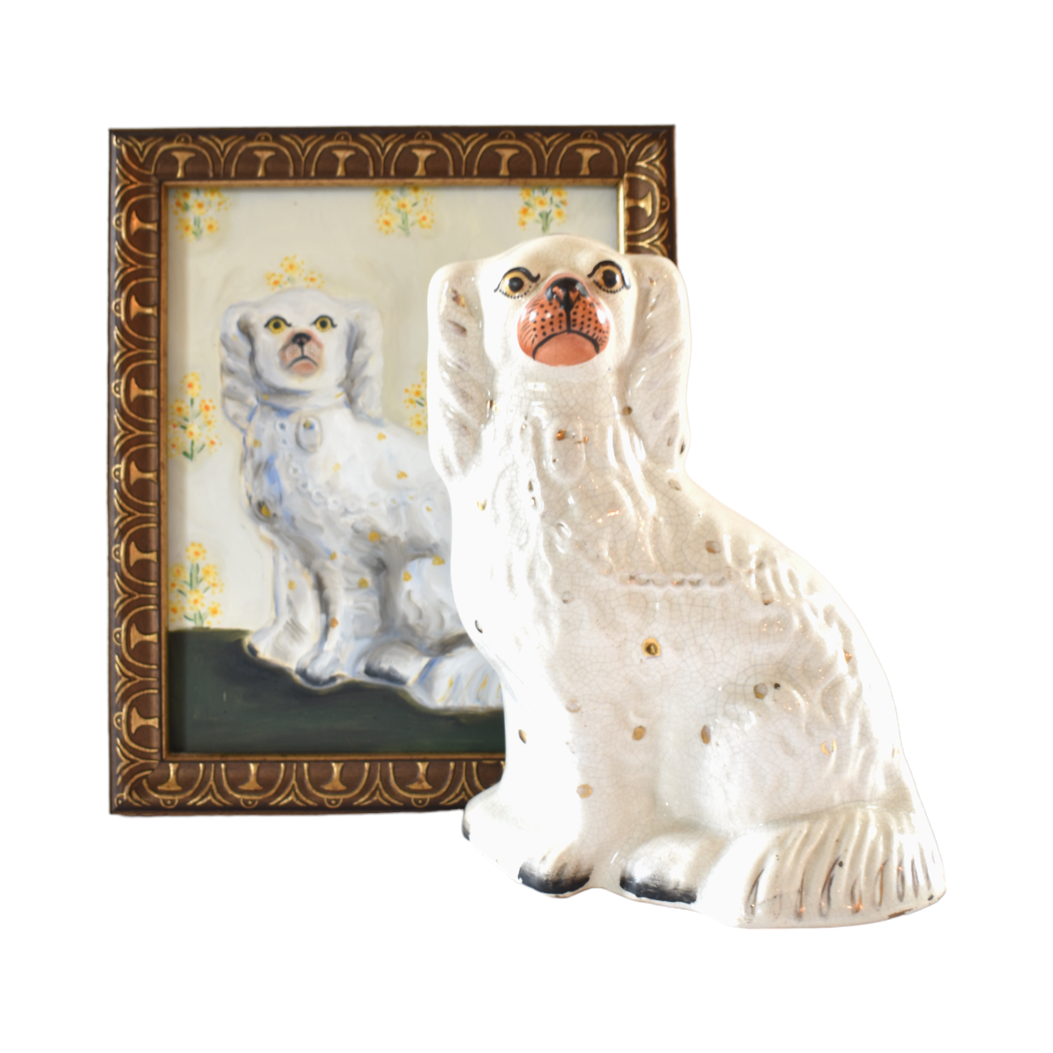 No. 1039 Percy & Primrose the White Staffordshire Dogs and Their Portraits