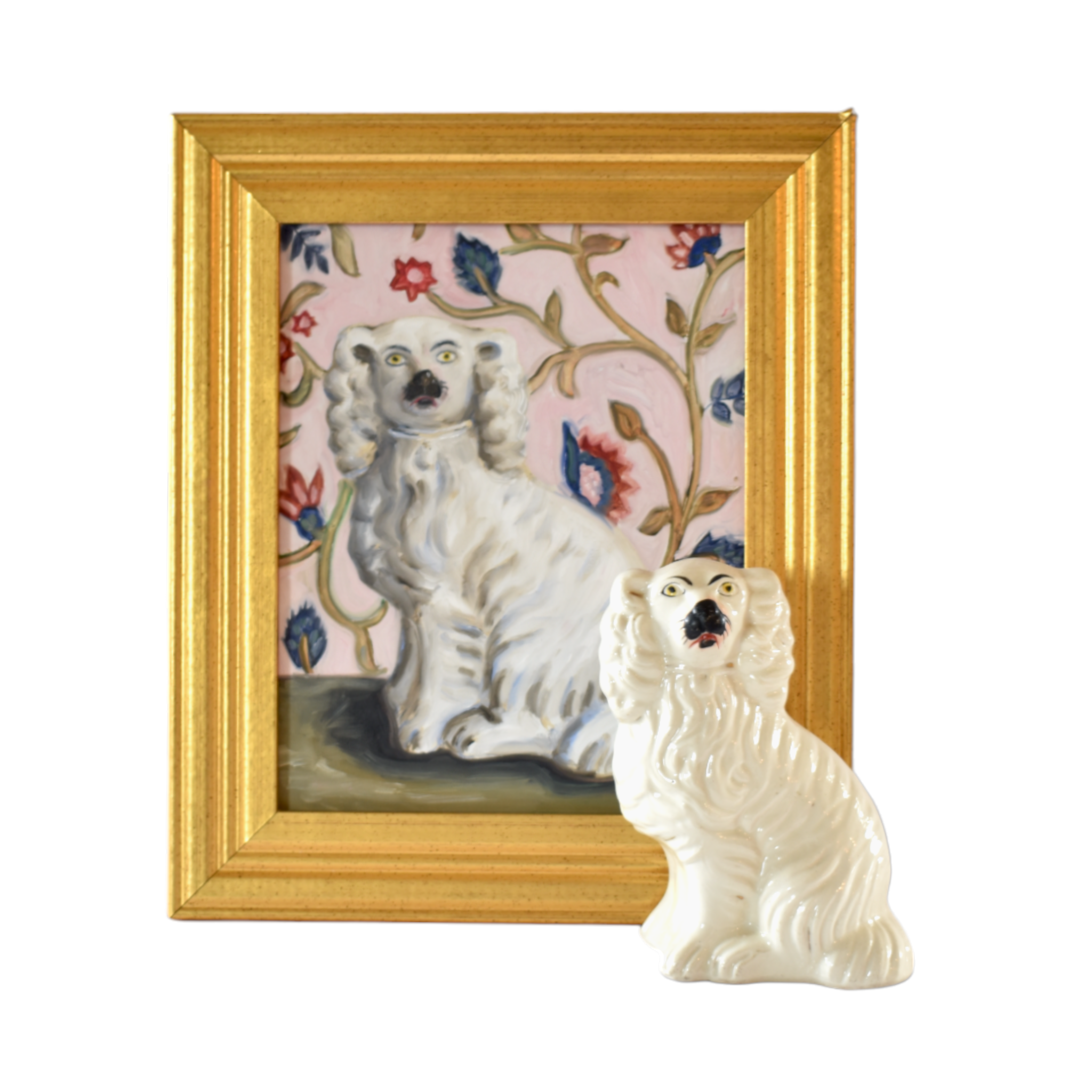 No. 1040 Barnabas the White Staffordshire Dog and His Portrait