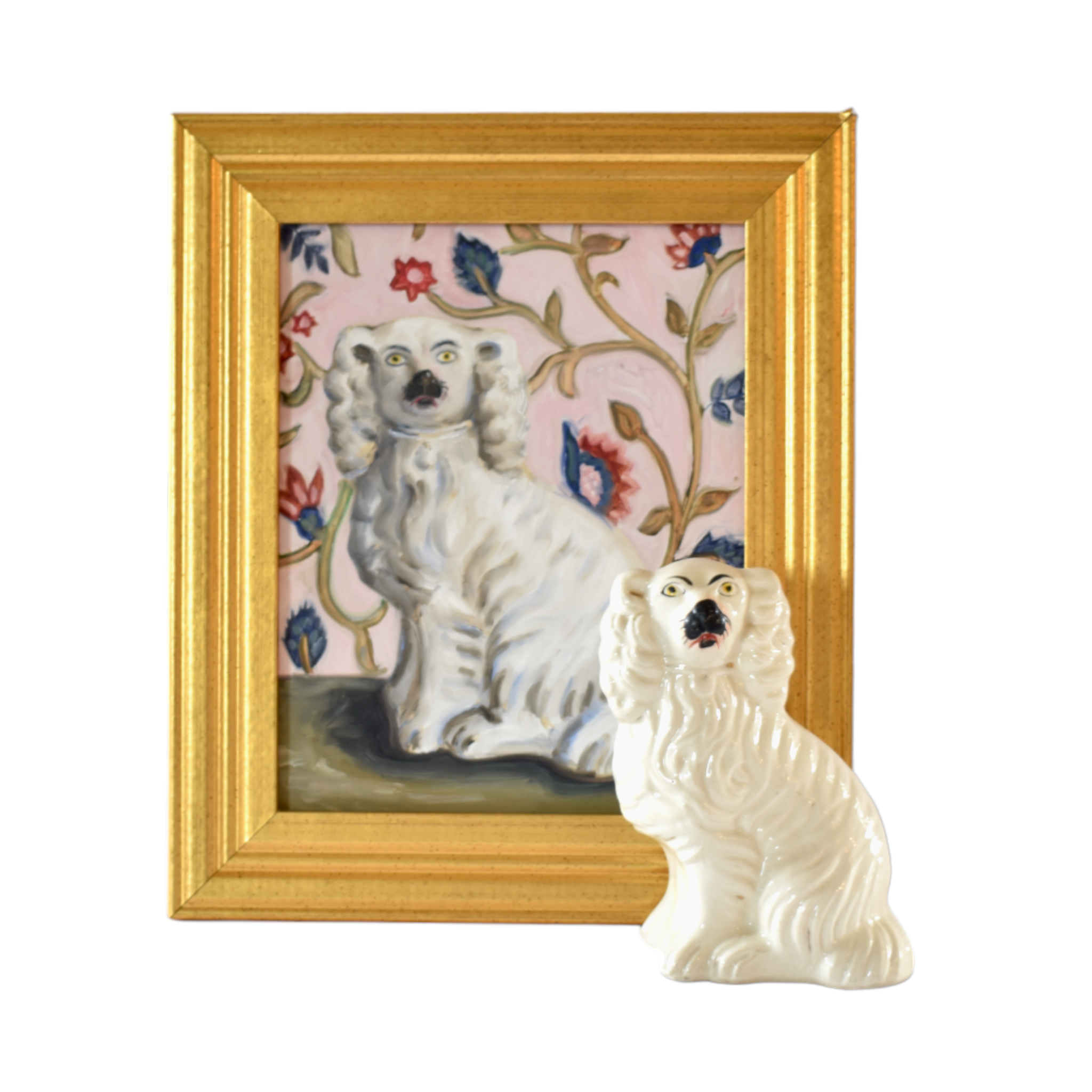 Barnabas the White Staffordshire Dog Portrait