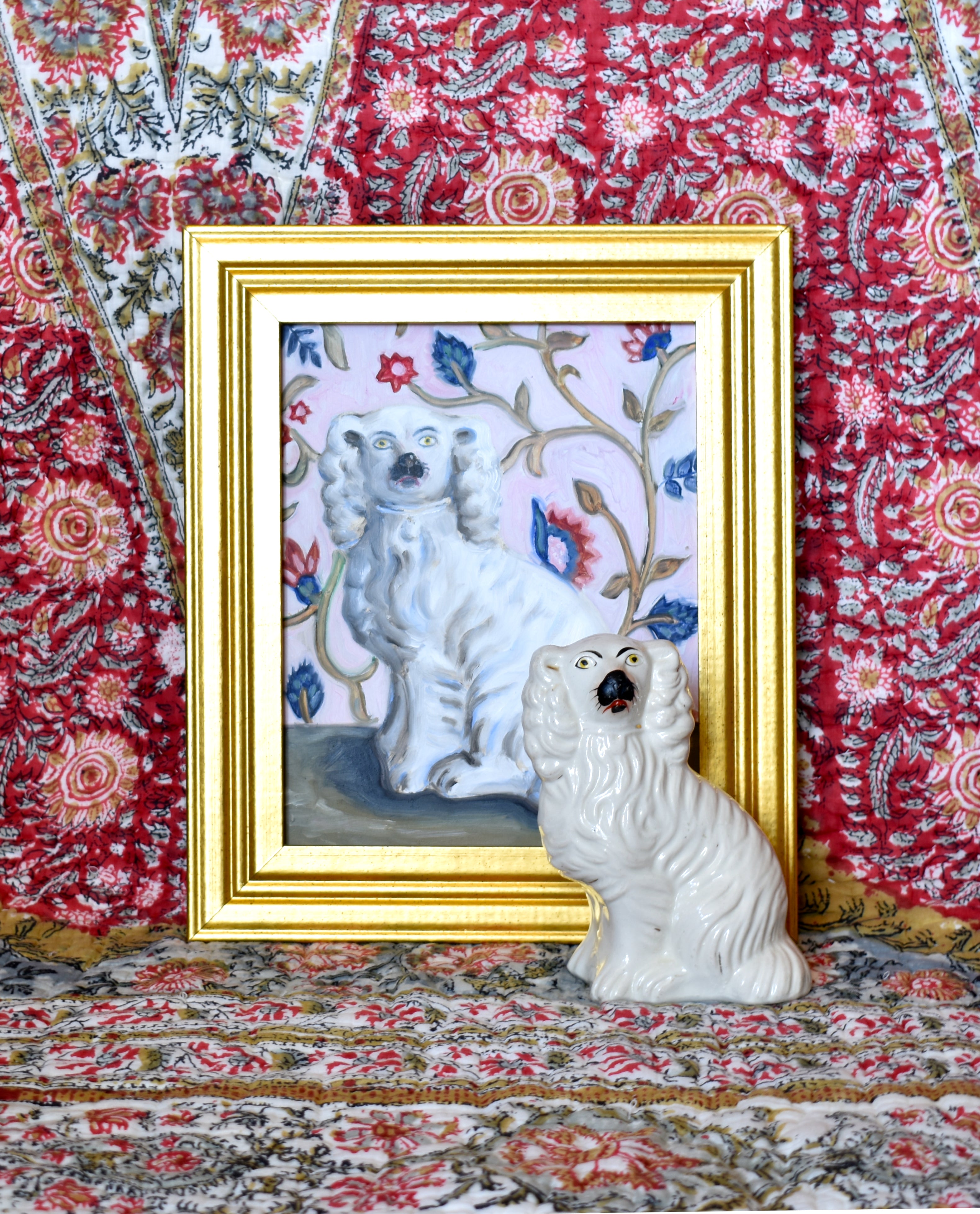 No. 1040 Barnabas the White Staffordshire Dog and His Portrait