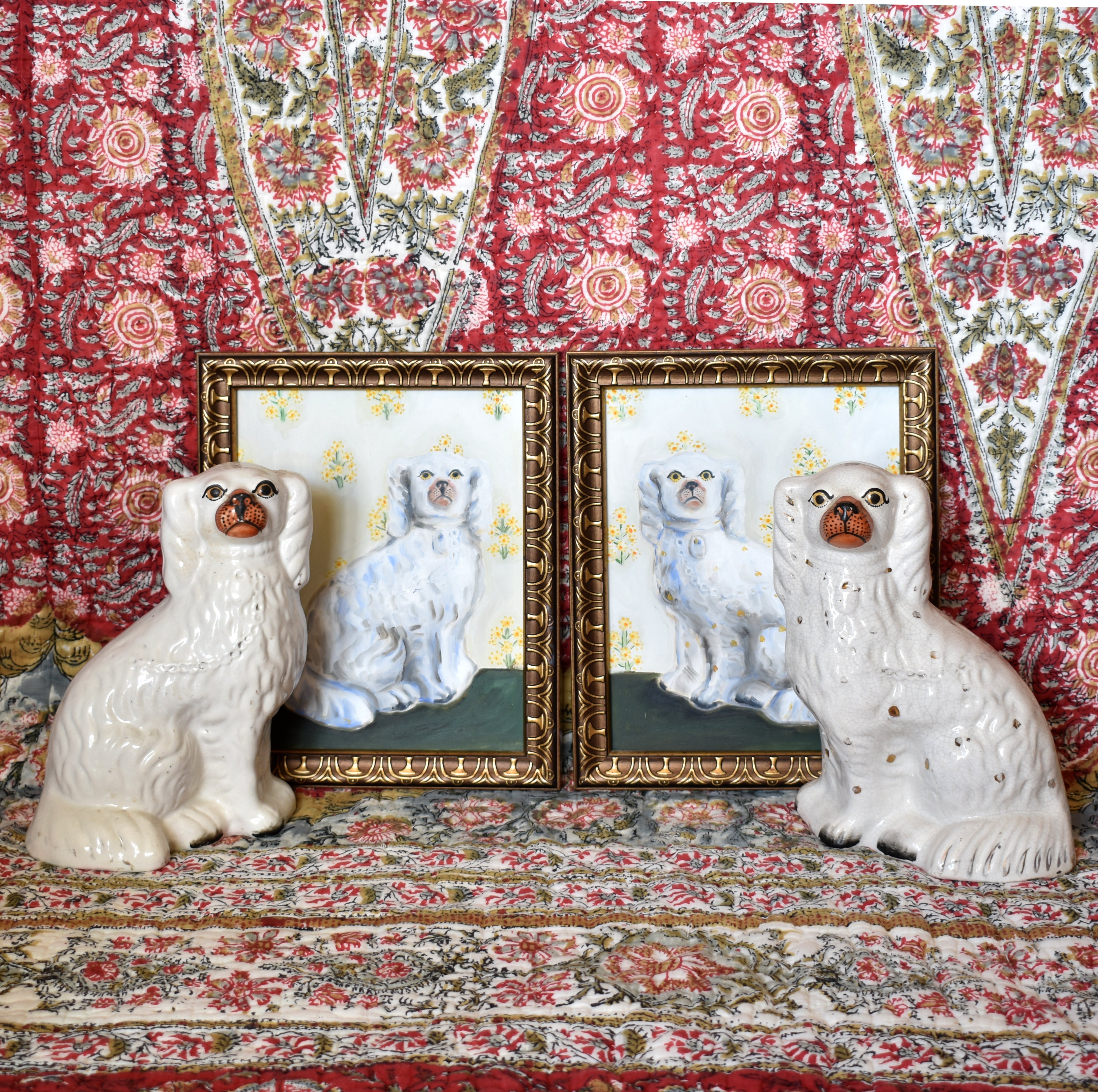 No. 1039 Percy & Primrose the White Staffordshire Dogs and Their Portraits