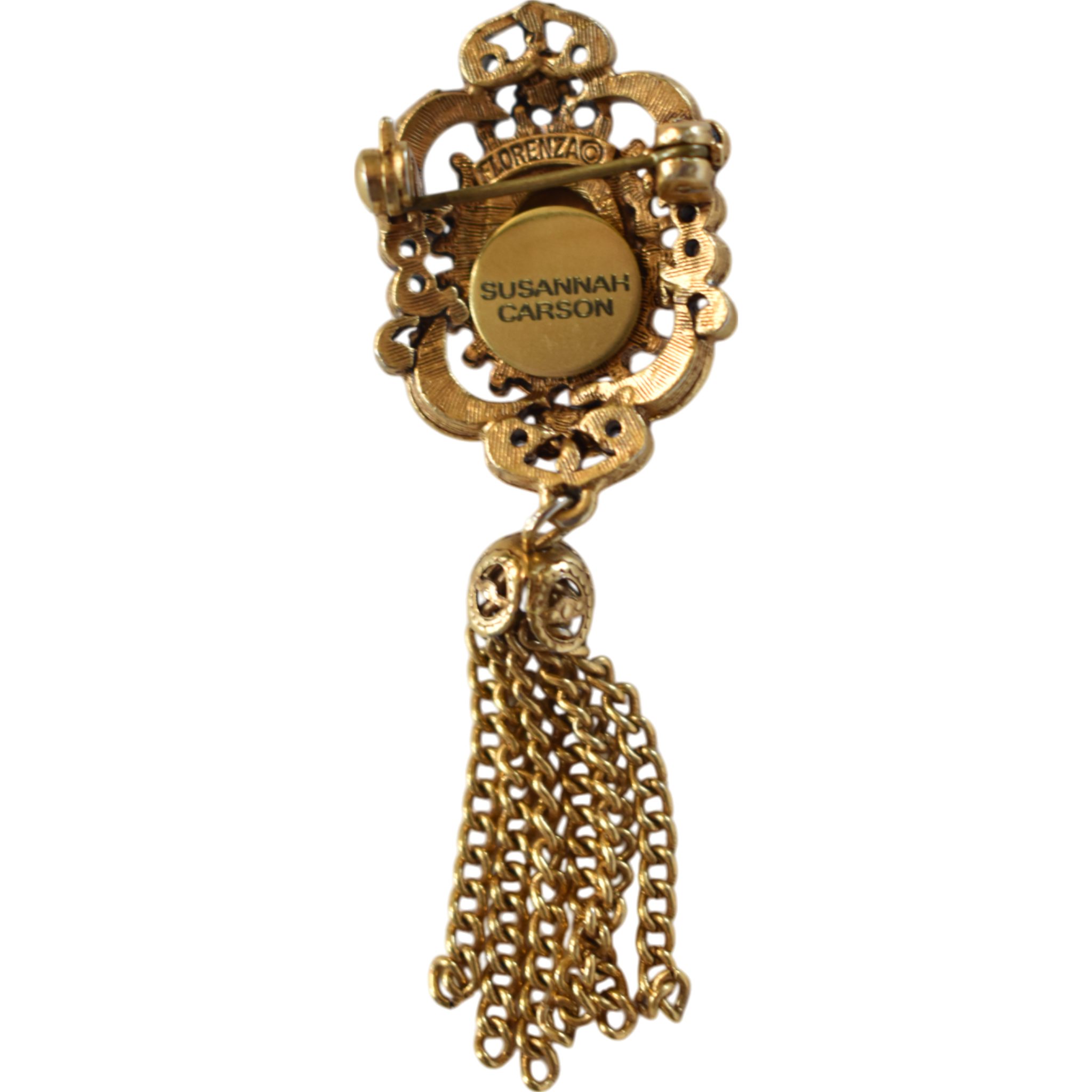 No. 2273 Lover's Eye Oval Black Enamel Tassel Brooch