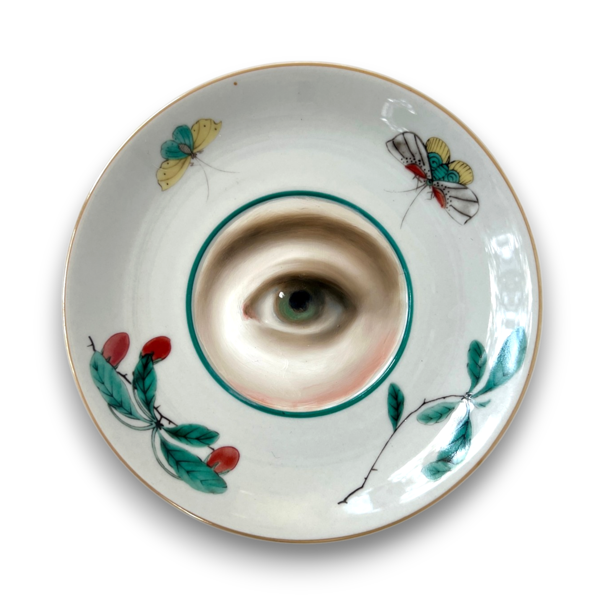 No. 3807 Lover’s Eye Painting on a Mottahedeh Chinoiserie Plate