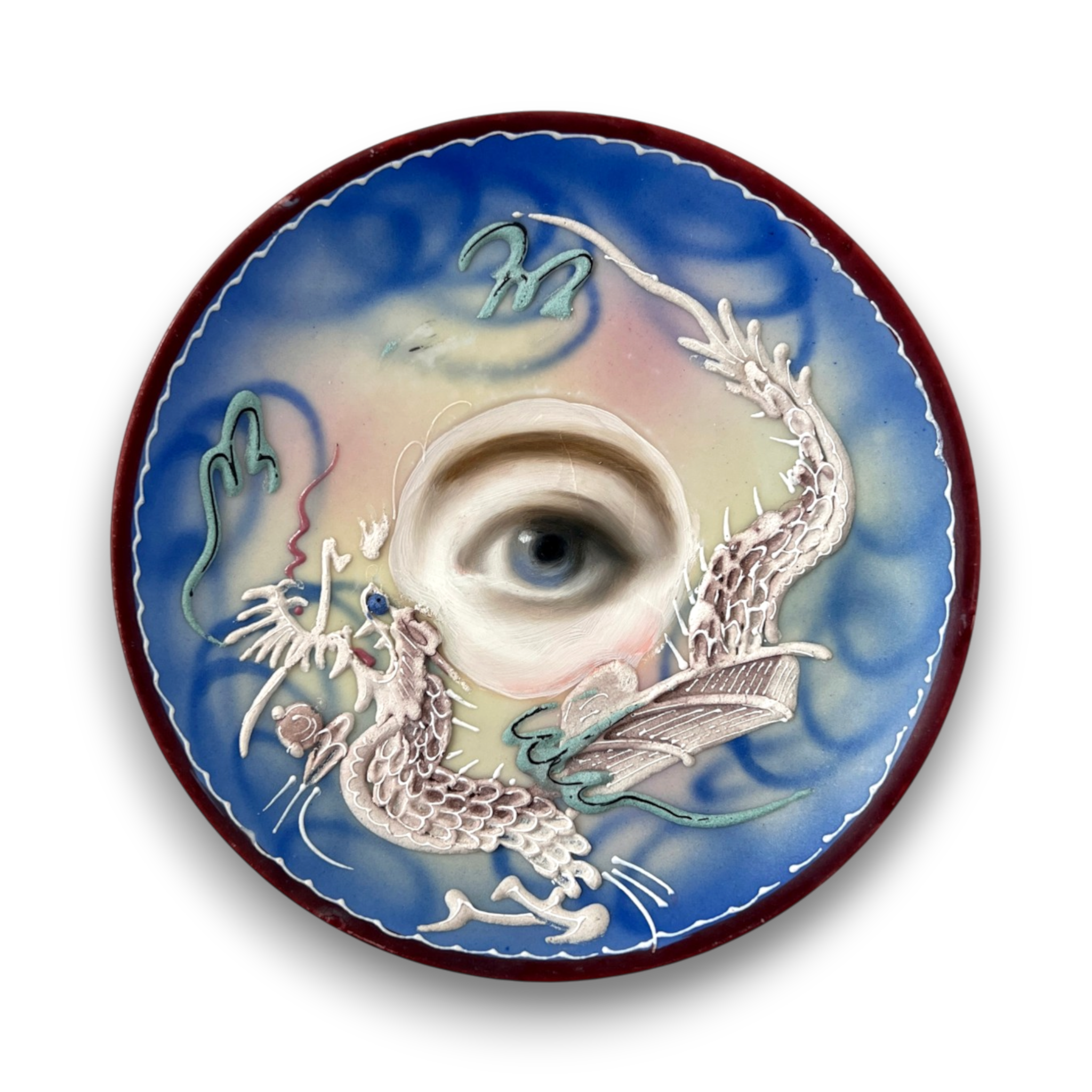 No. 3806 Lover’s Eye Painting on Blue Dragonware Plate