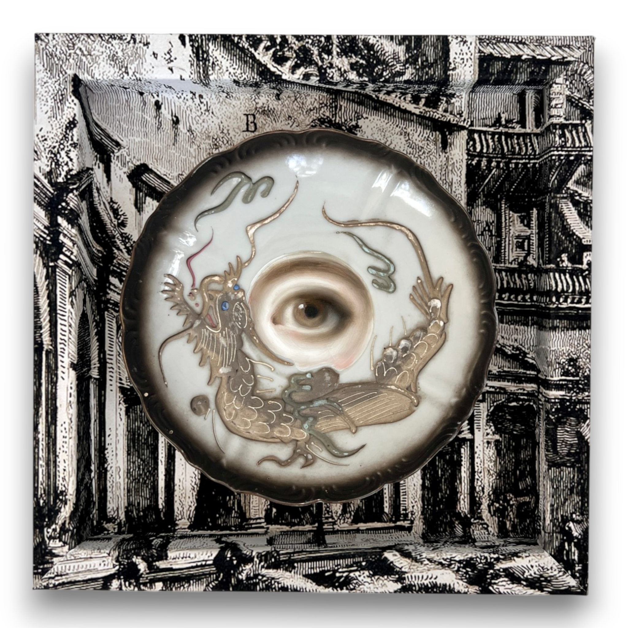 No. 3797 Lover’s Eye Painting on a Dragonware Plate