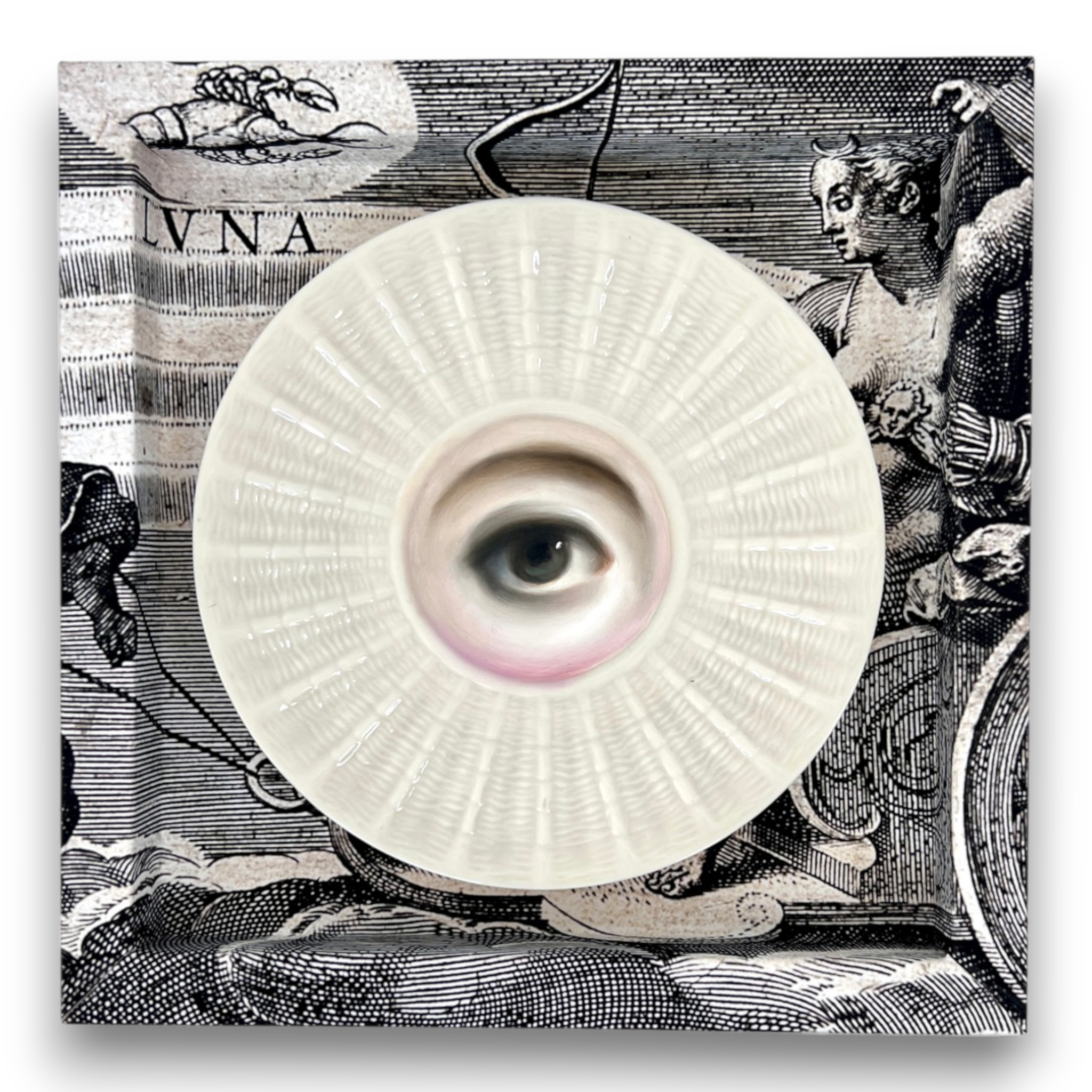 No. 3801 Lover’s Eye Painting on an Irish Belleek Shell Plate