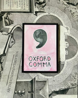 Lost & Found Collection: Oxford Comma Gouache Painting in Pink and Storm Grey