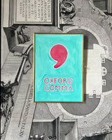 Lost & Found Collection: Oxford Comma Gouache Painting in Turquoise & Strawberry Pink