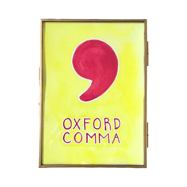 Lost & Found Collection: Oxford Comma Gouache Painting in Yellow & Raspberry Pink