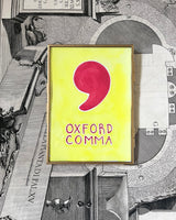 Lost & Found Collection: Oxford Comma Gouache Painting in Yellow & Raspberry Pink