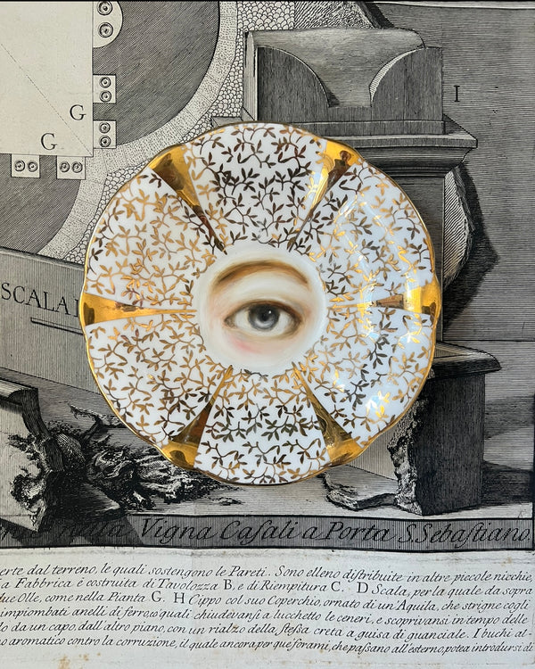 New! - Lover's Eye Painting on an English Queen Anne Plate