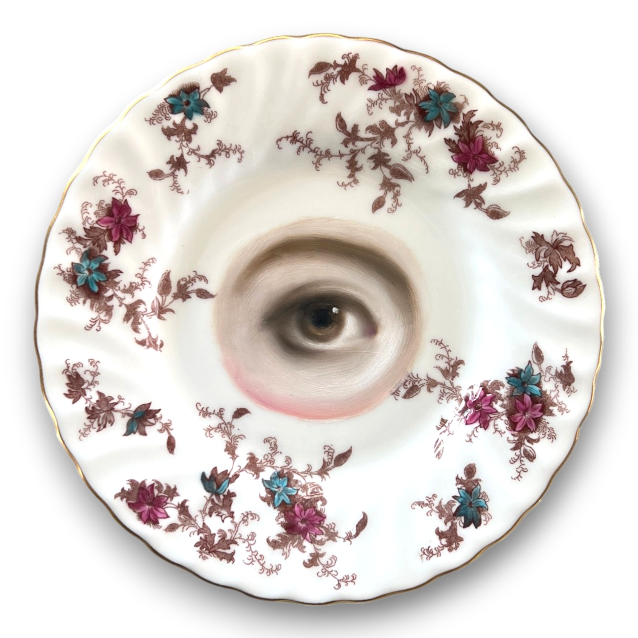 No. 3562 Lover's Eye Painting on an English Floral Plate