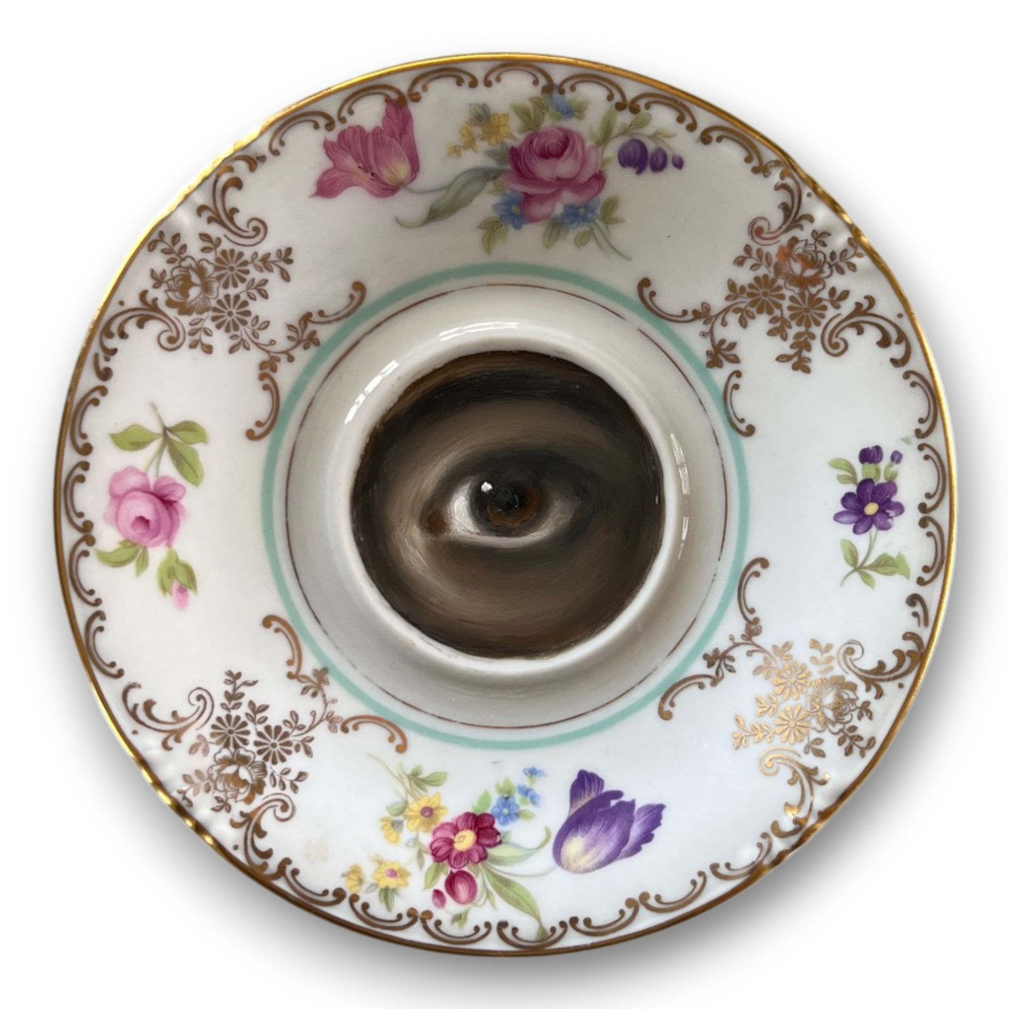 No. 3526 - Lover's Eye Painting on a Bavarian Floral Plate