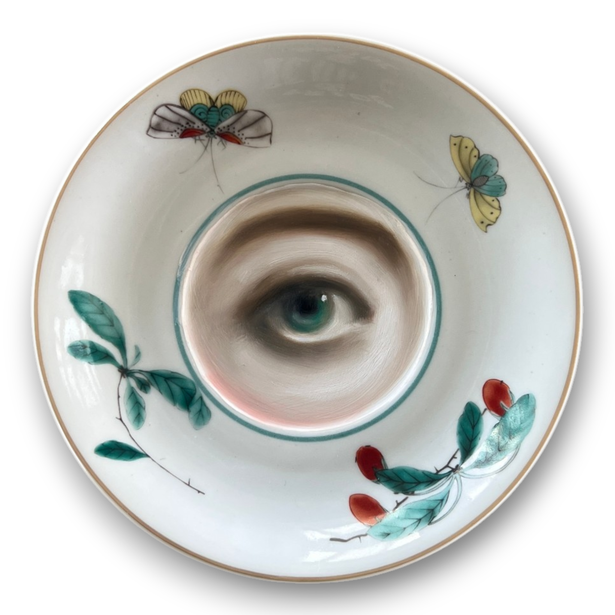No. 3529 Lover's Eye Painting on a Mottahedeh Chinoiserie Plate