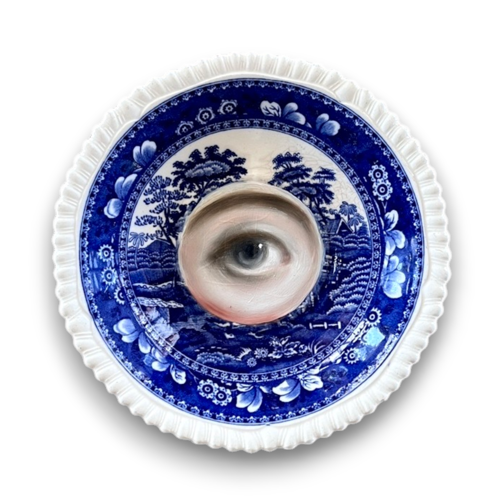 No. 3596 Lover's Eye Painting on a Staffordshire Plate